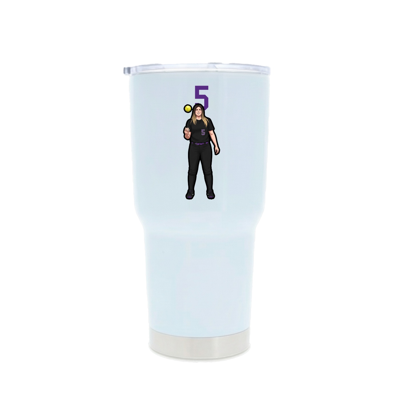 30oz Stainless Steel Tumbler — Number Top in White