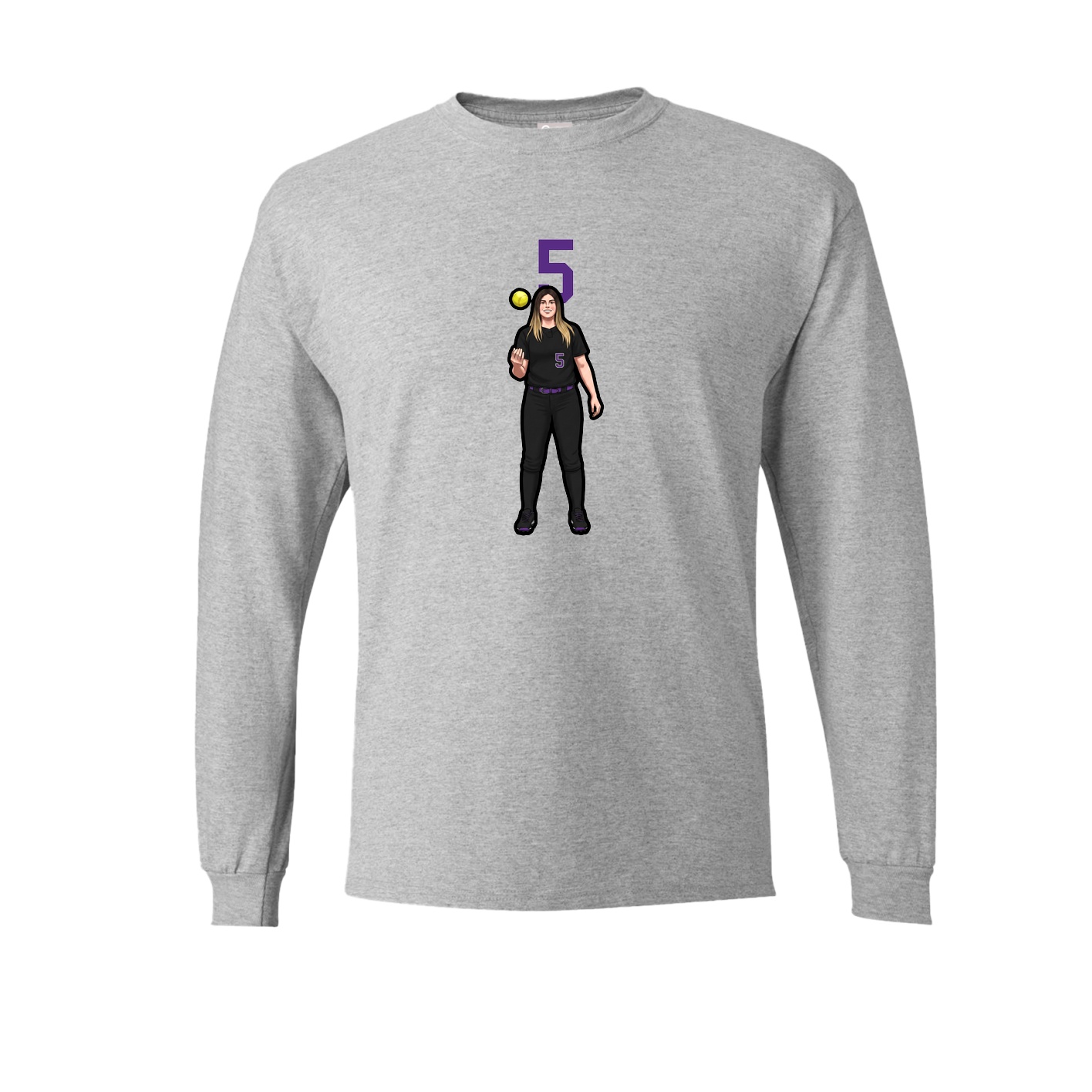 Long Sleeve Tee — Number Top in Grey