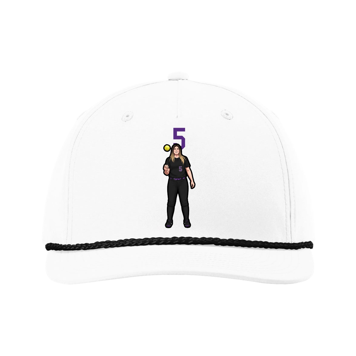 Five-Panel Classic Rope Cap — Number Top in White