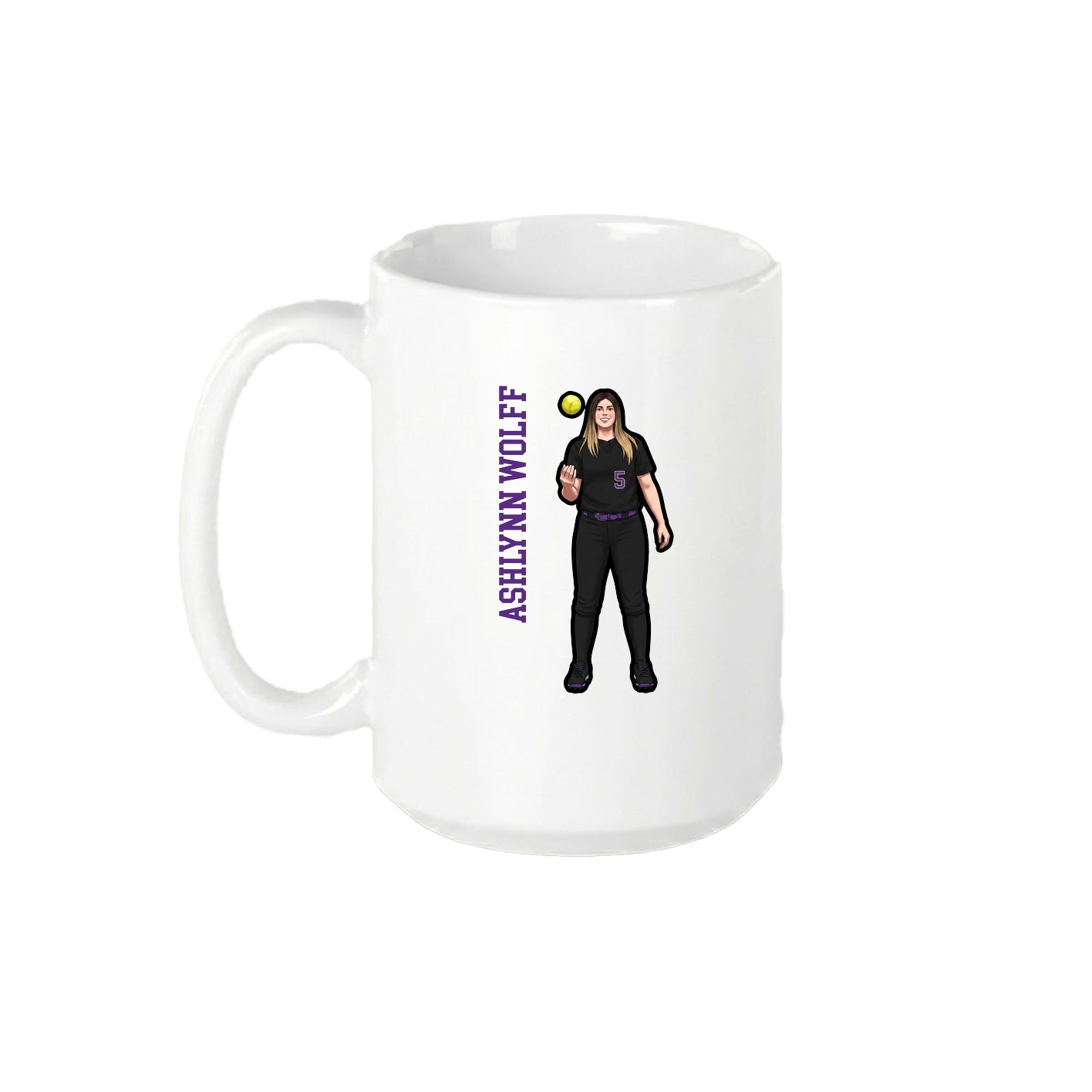 15oz Coffee Mug — Name Vertical in White
