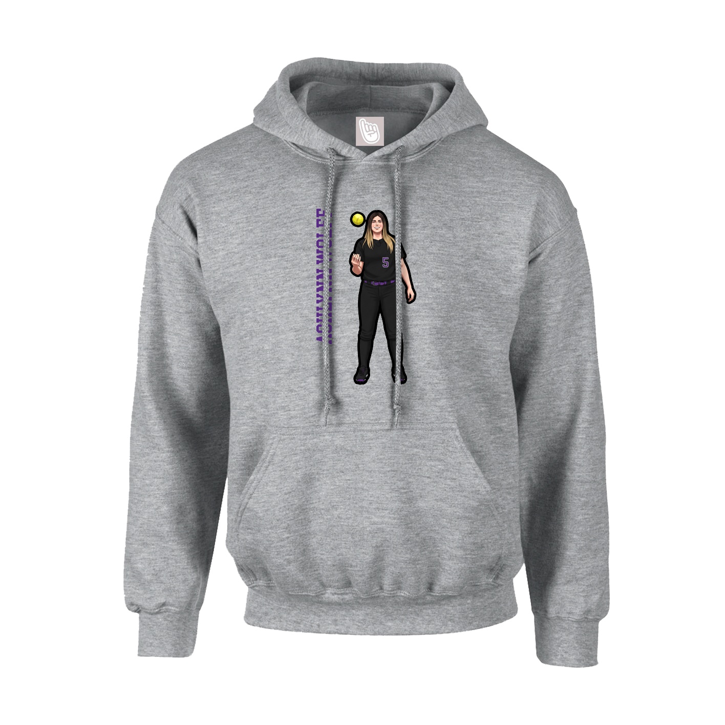 Hoodie — Name Vertical in Grey