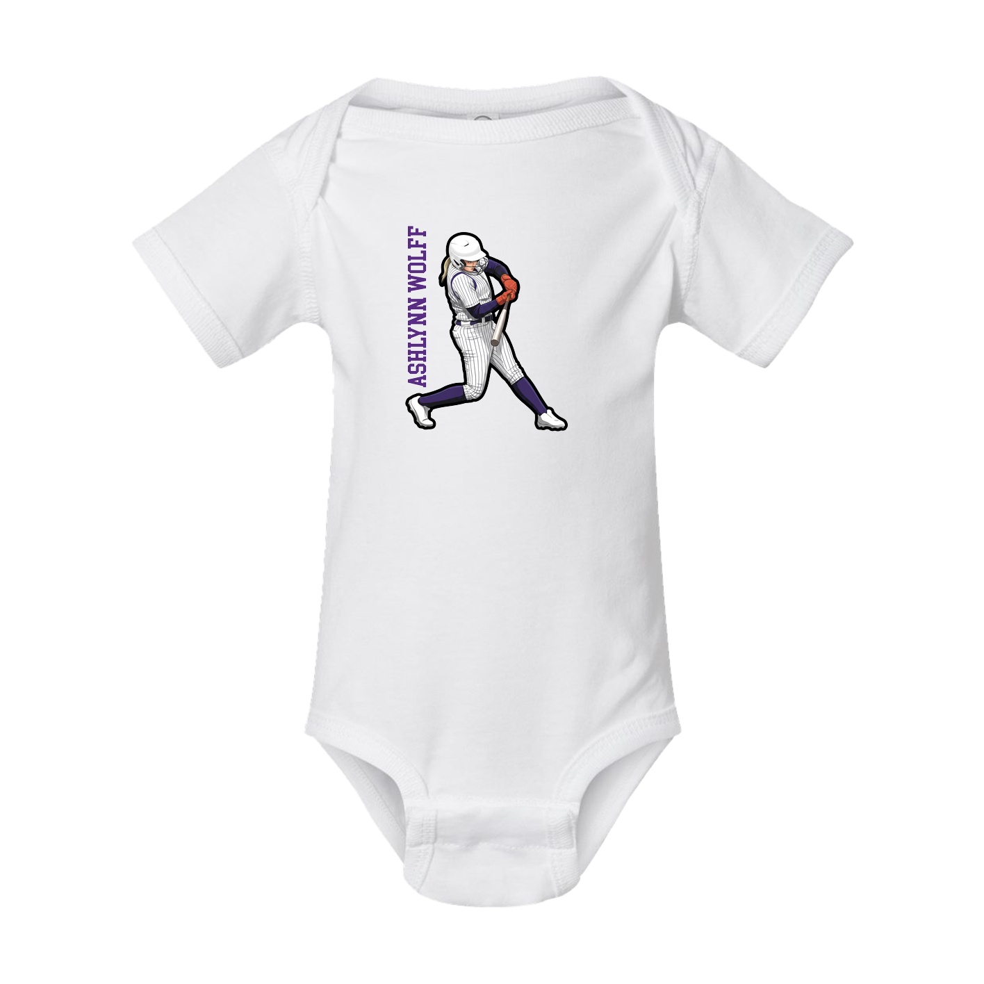 Baby Onesie — Name Vertical in White
