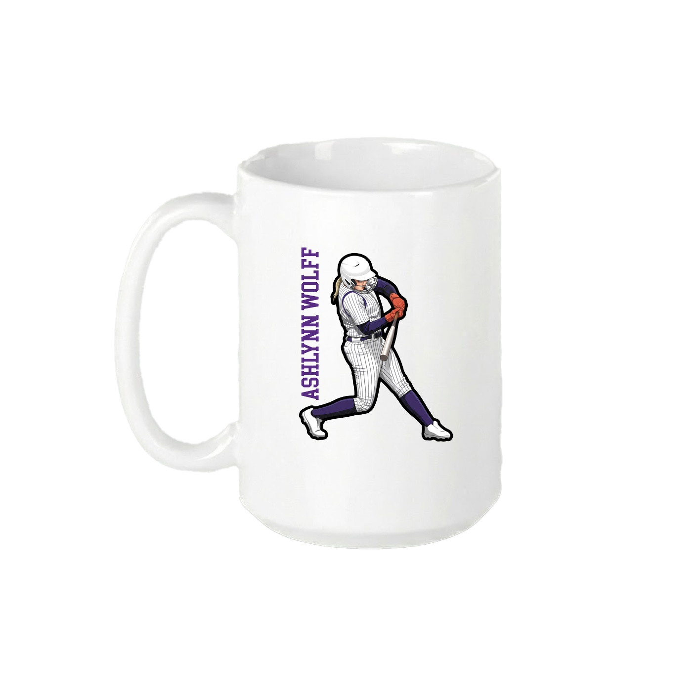 15oz Coffee Mug — Name Vertical in White