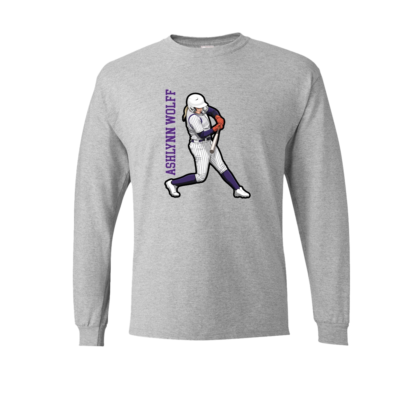 Long Sleeve Tee — Name Vertical in Grey