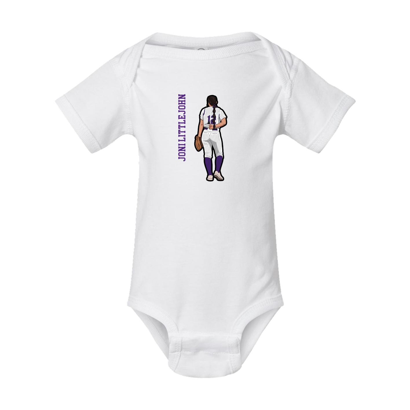Baby Onesie — Name Vertical in White