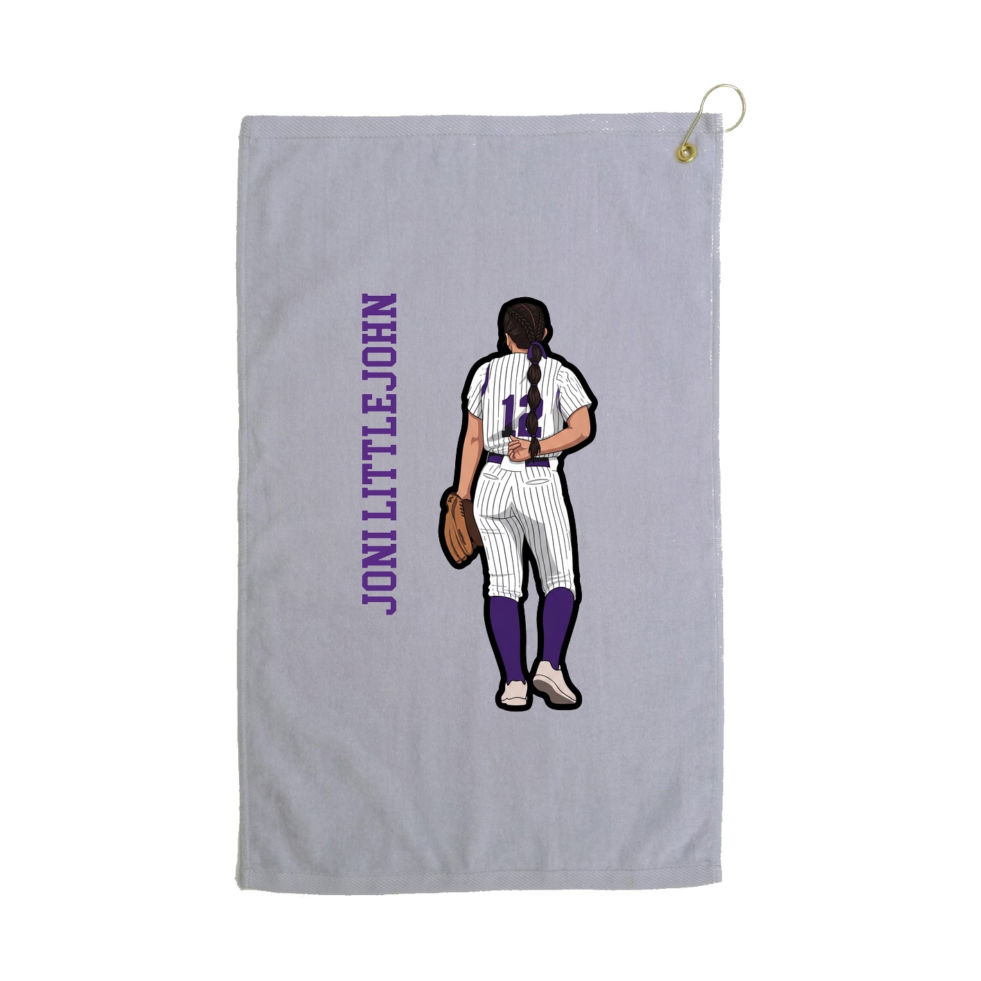 Golf Towel — Name Vertical in Grey