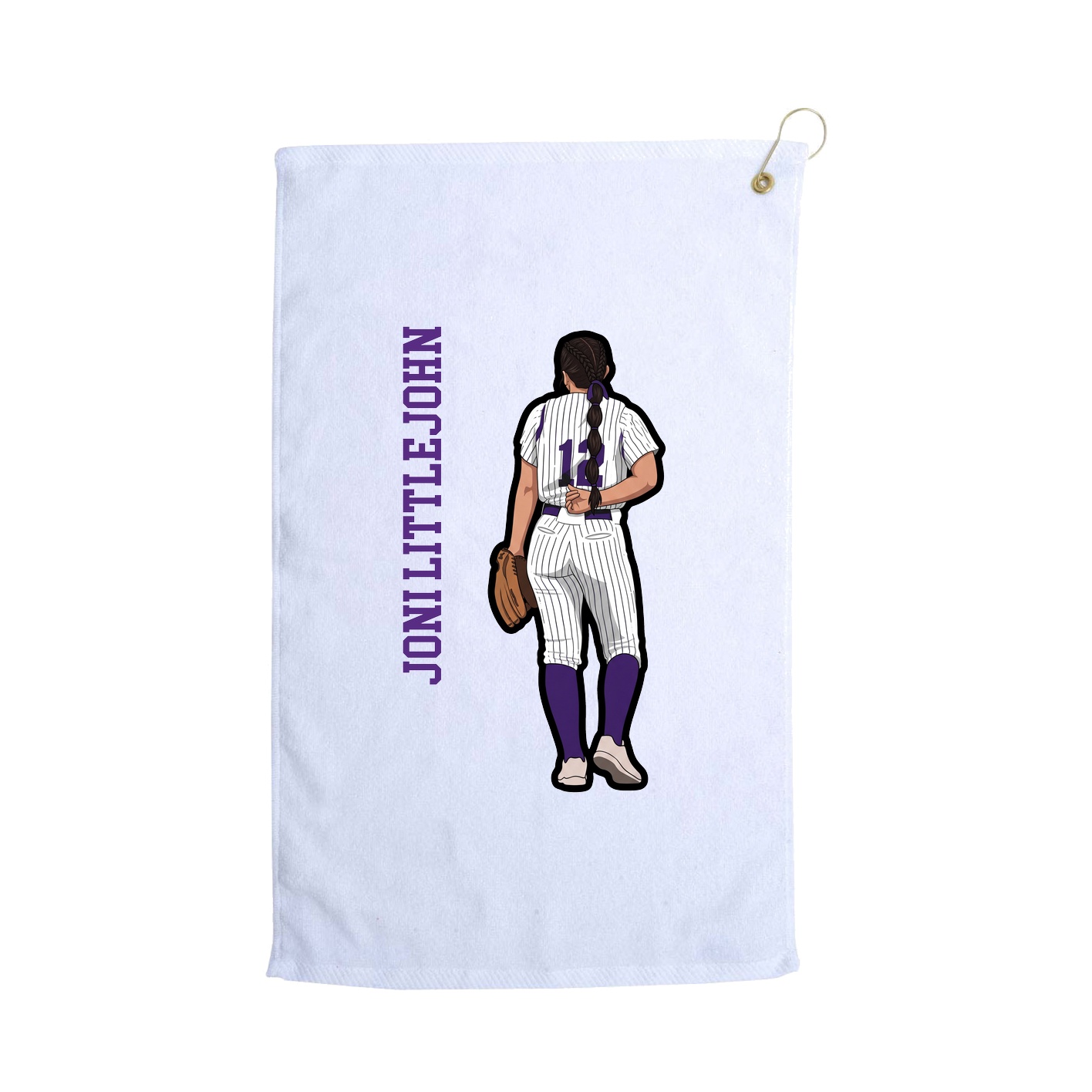 Golf Towel — Name Vertical in White