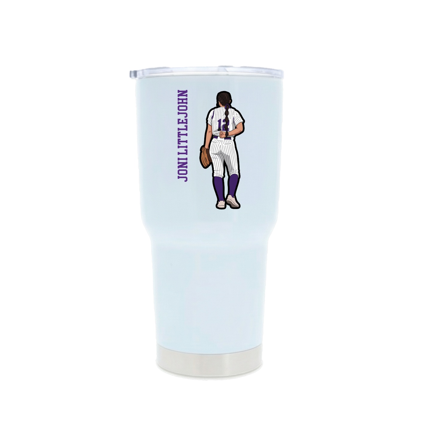 30oz Stainless Steel Tumbler — Name Vertical in White