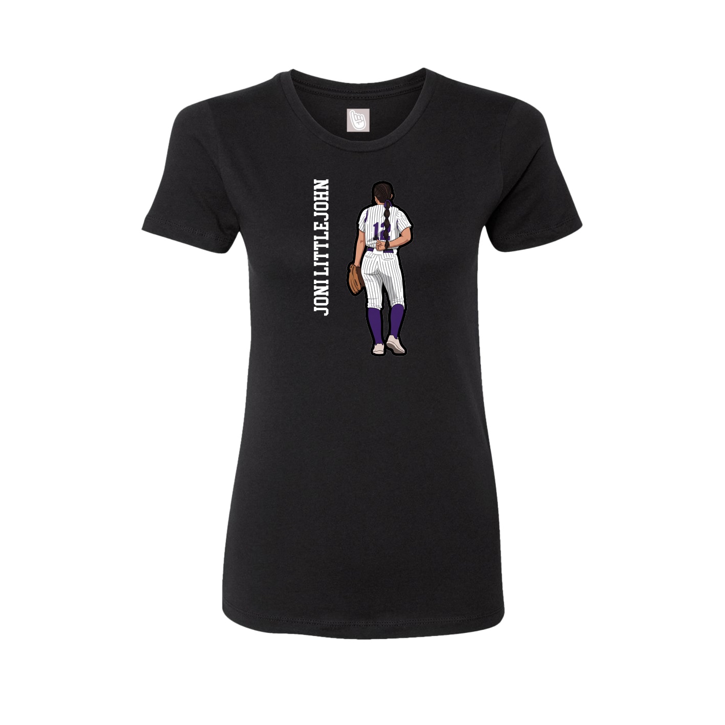 Fitted Women's Tee — Name Vertical in Black