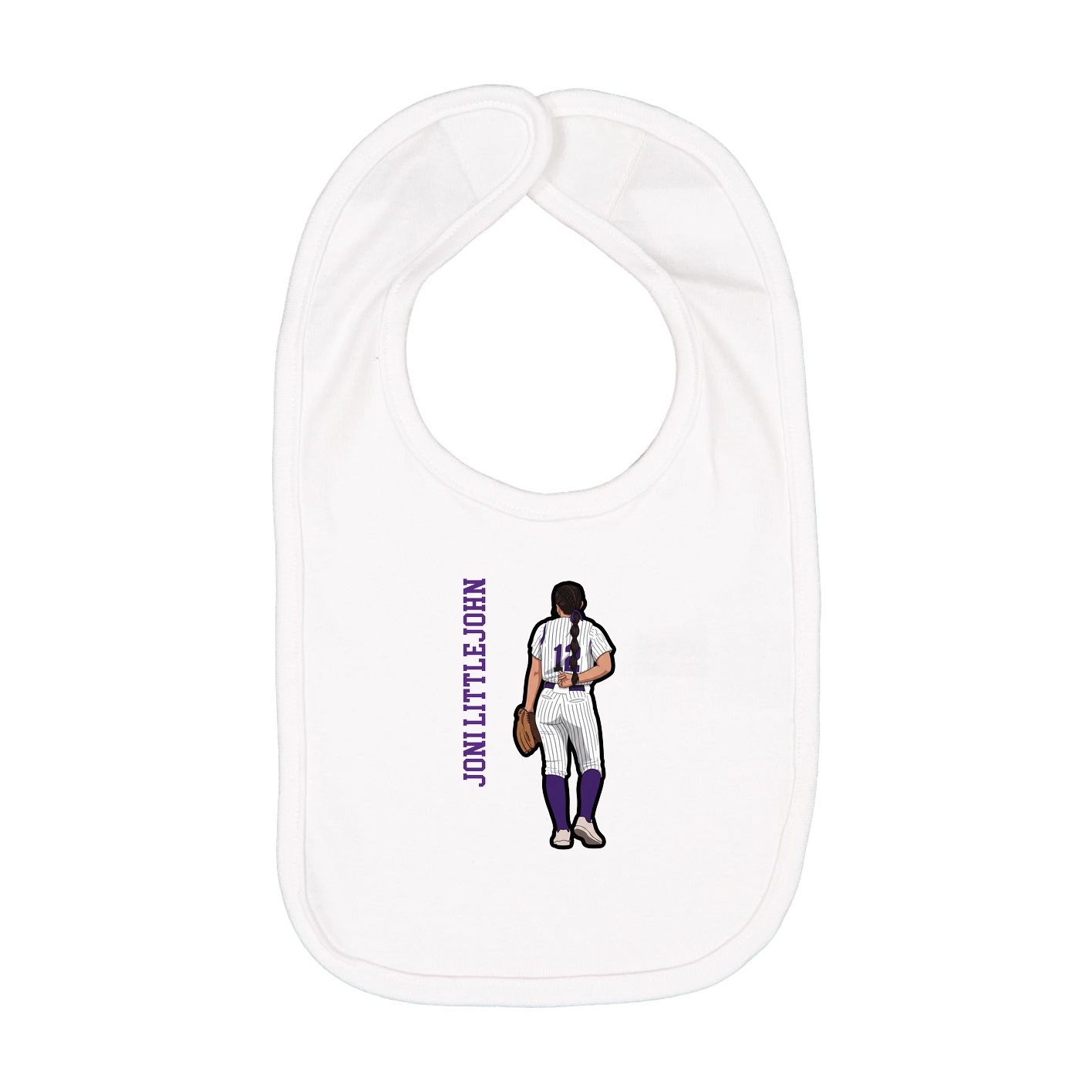 Infant Bib — Name Vertical in White