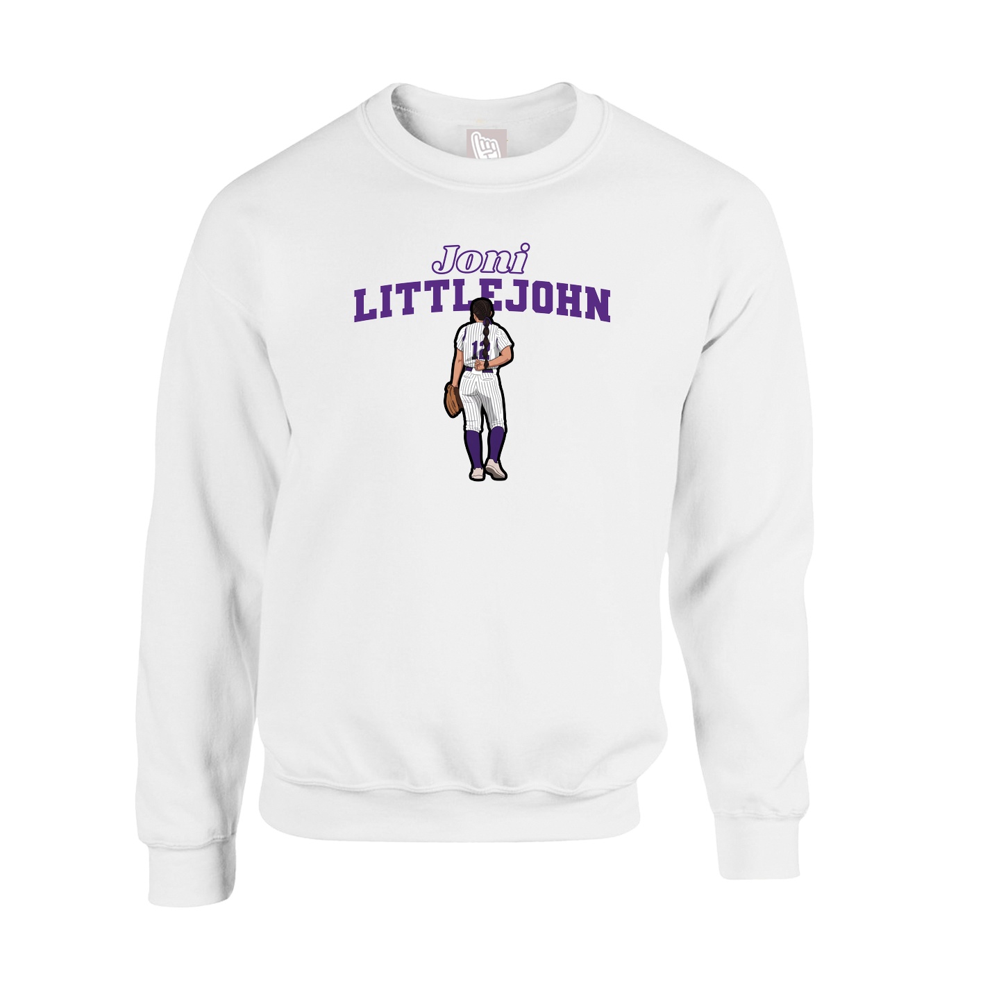 Fleece Crew — Name Arch in White