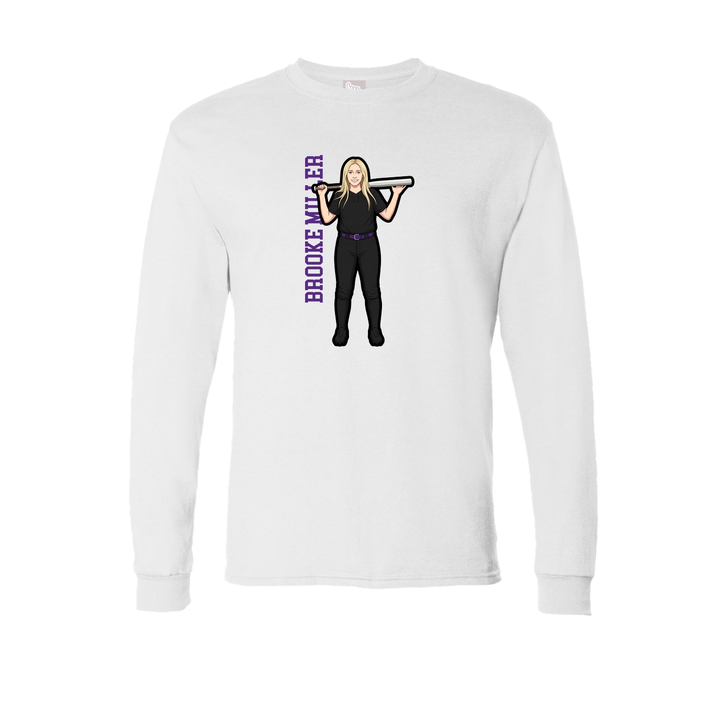Long Sleeve Tee — Name Vertical in White
