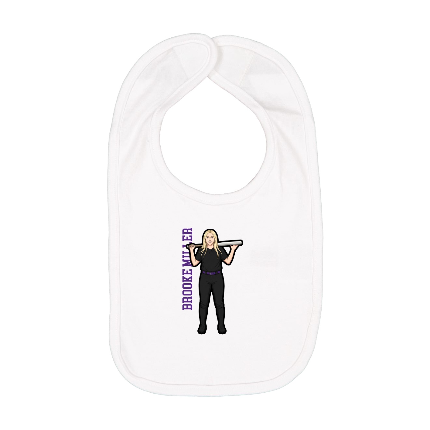 Infant Bib — Name Vertical in White