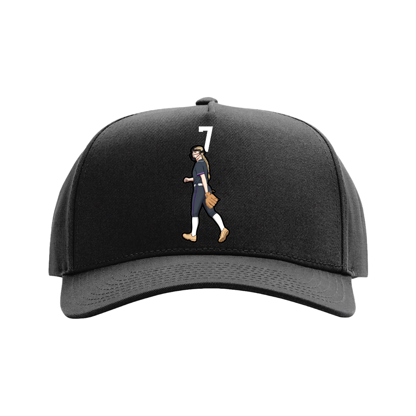 Full Fabric Five-Panel Champ Cap — Number Top in Black
