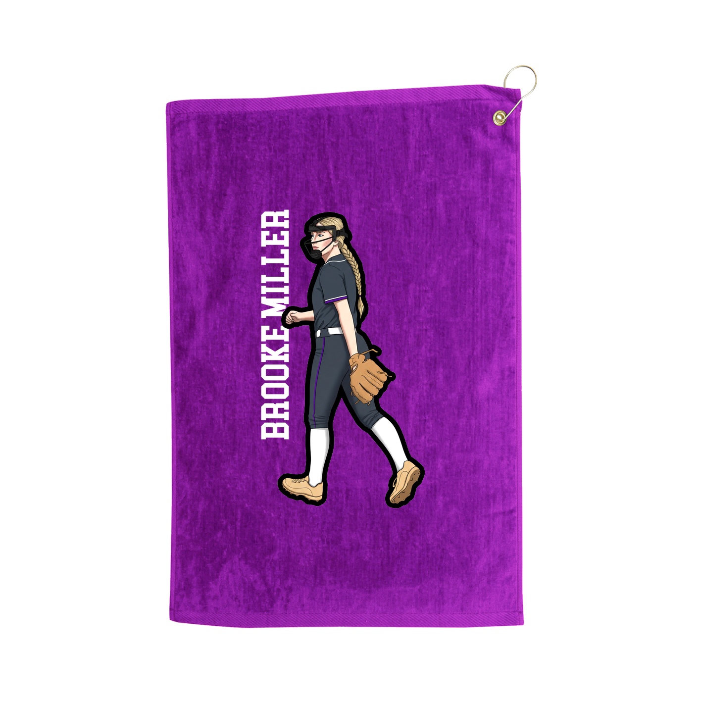 Golf Towel — Name Vertical in Purple