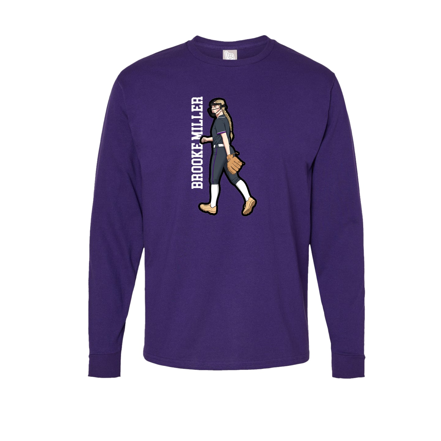 Long Sleeve Tee — Name Vertical in Purple