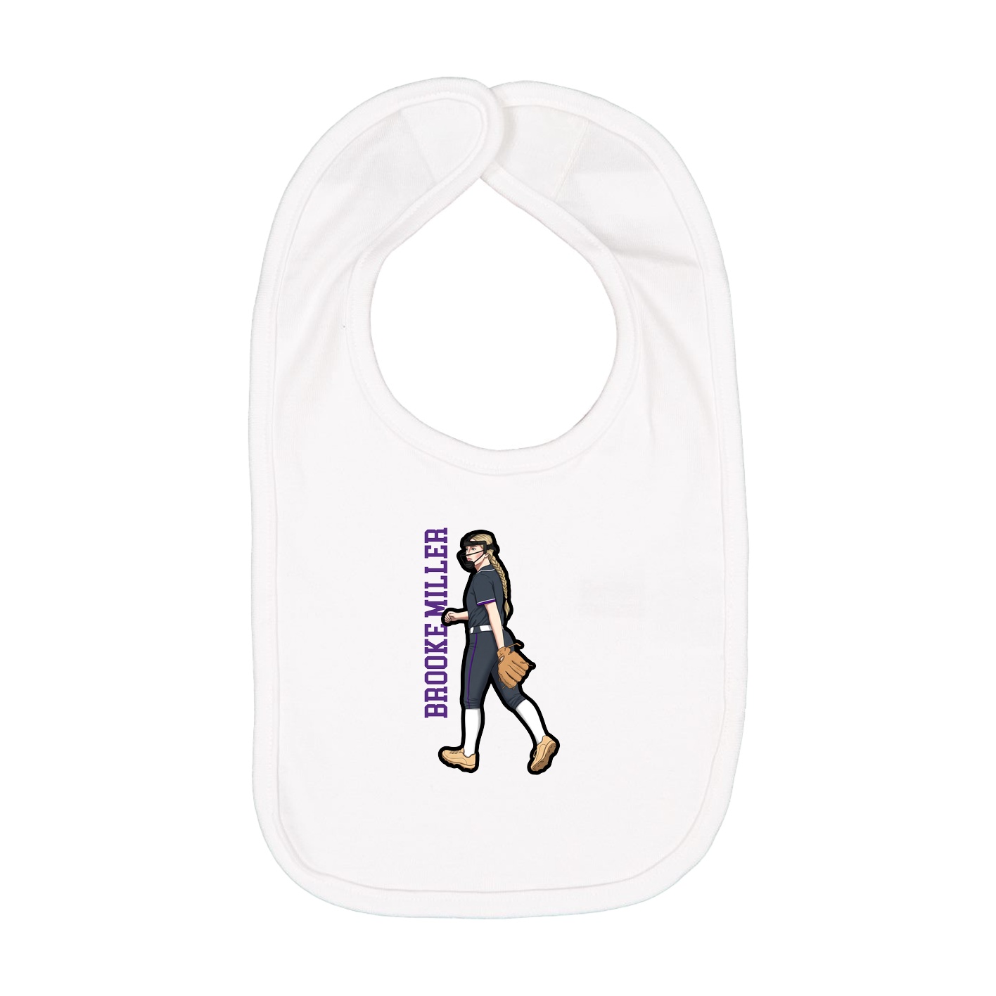 Infant Bib — Name Vertical in White