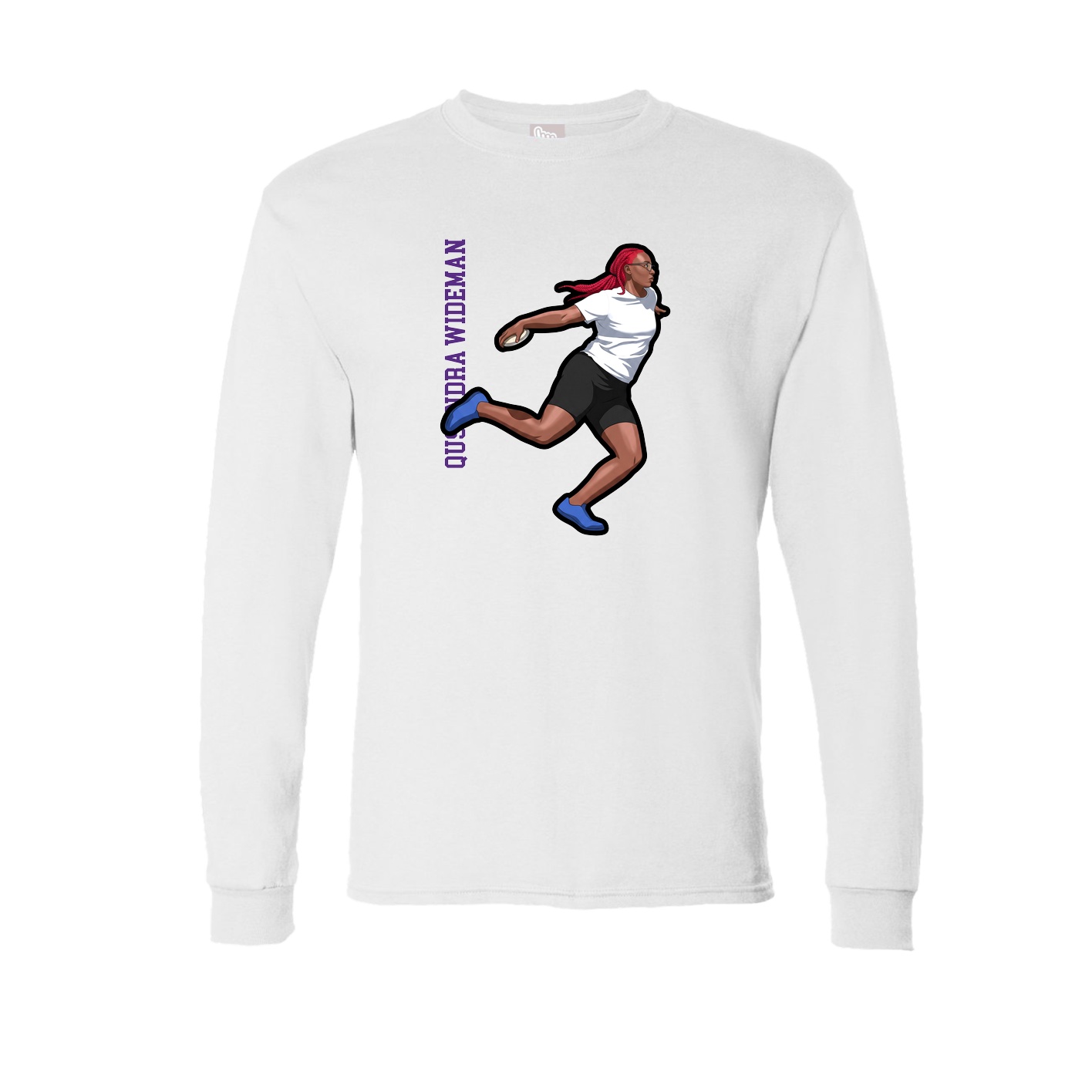 Long Sleeve Tee — Name Vertical in White