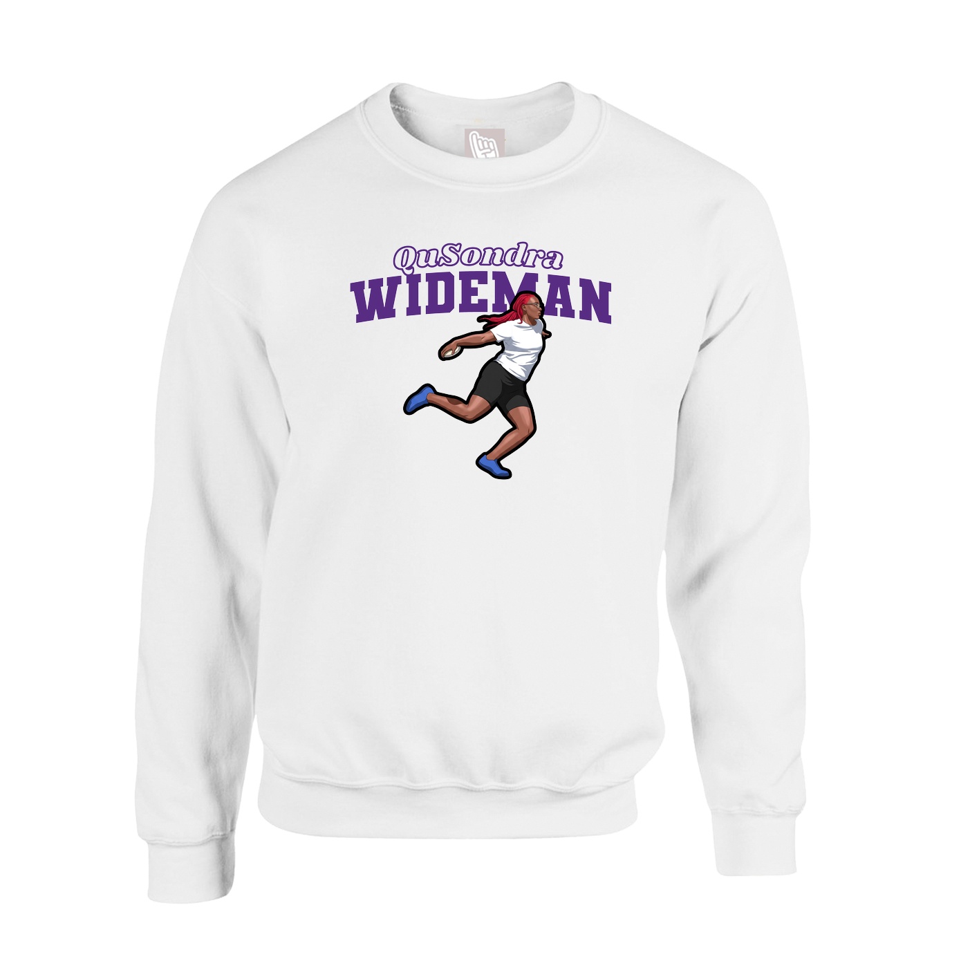 Fleece Crew — Name Arch in White