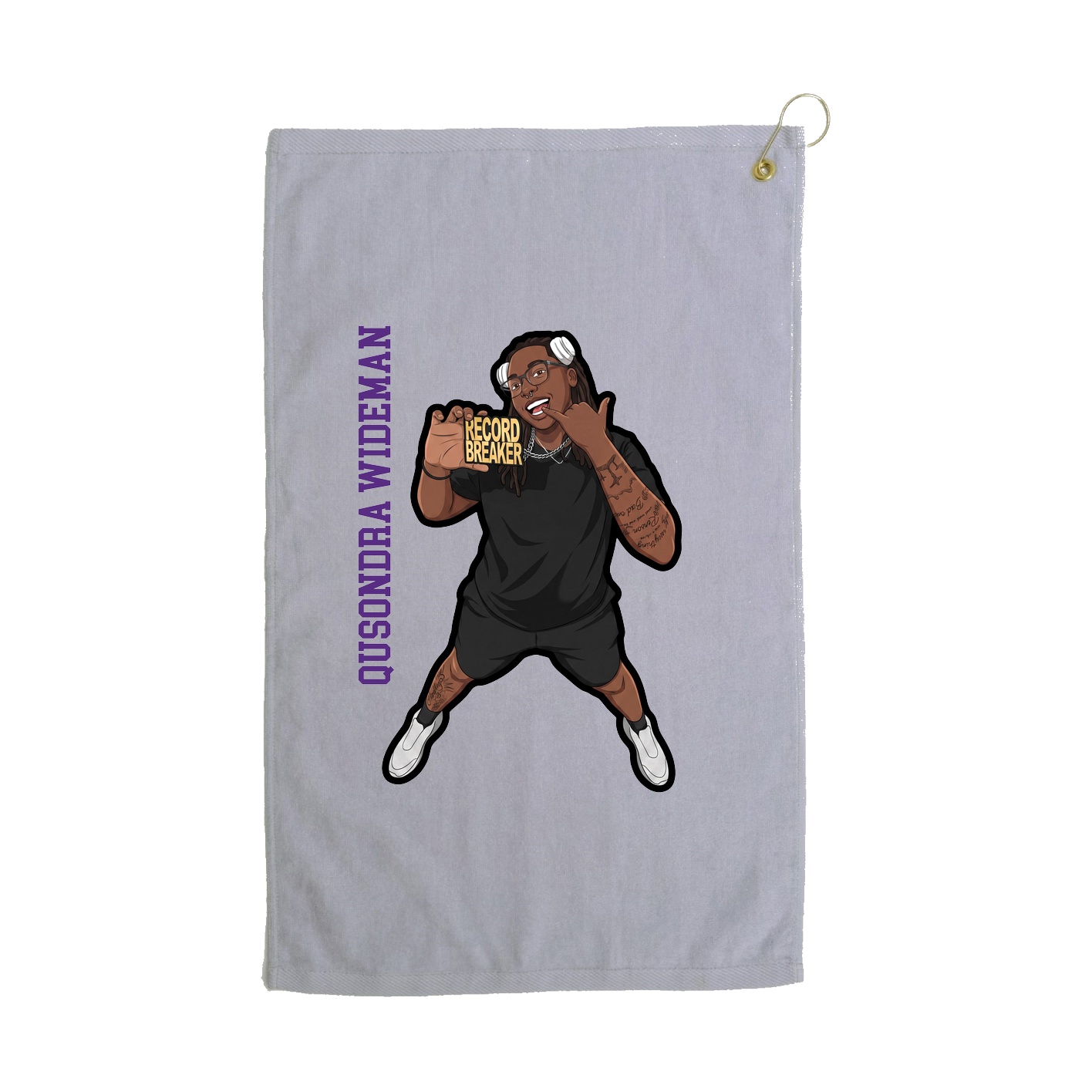 Golf Towel — Name Vertical in Grey