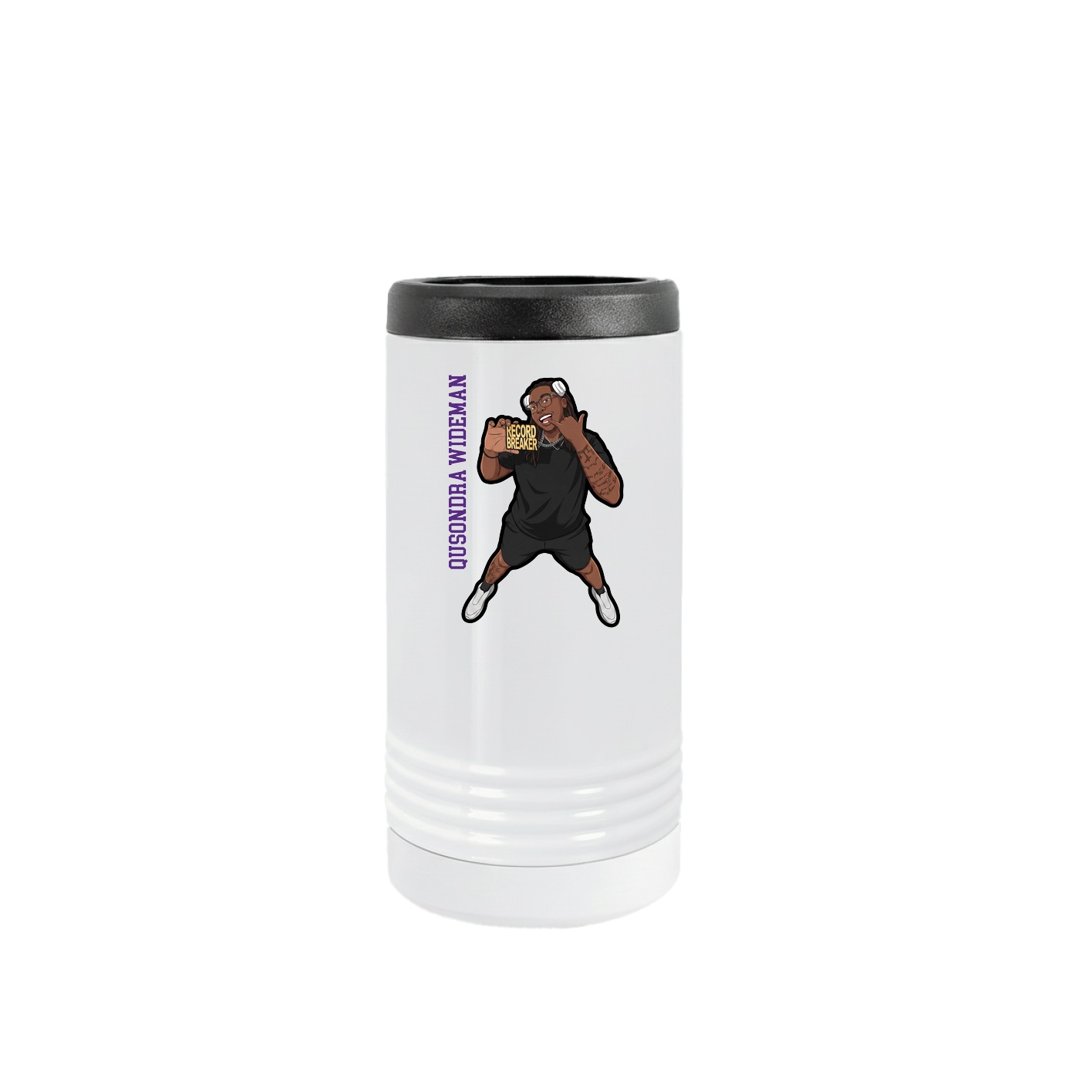 Slim Beverage Holder — Name Vertical in White