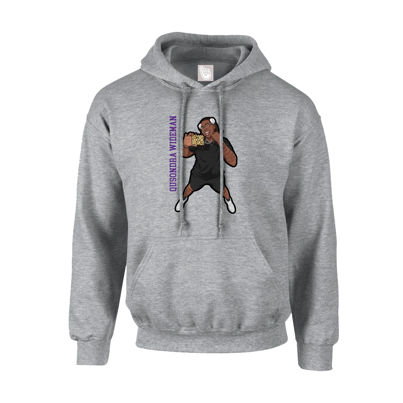 Youth Hoodie — Name Vertical in Grey