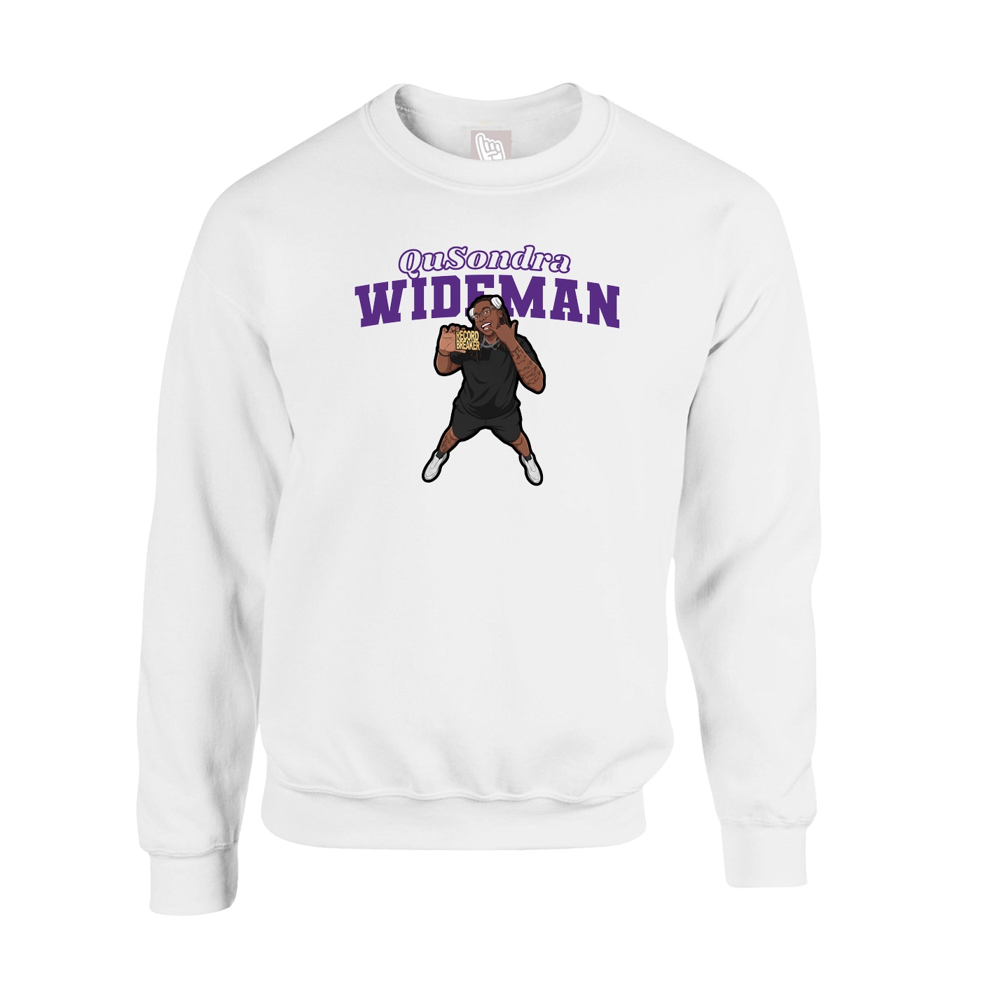 Fleece Crew — Name Arch in White