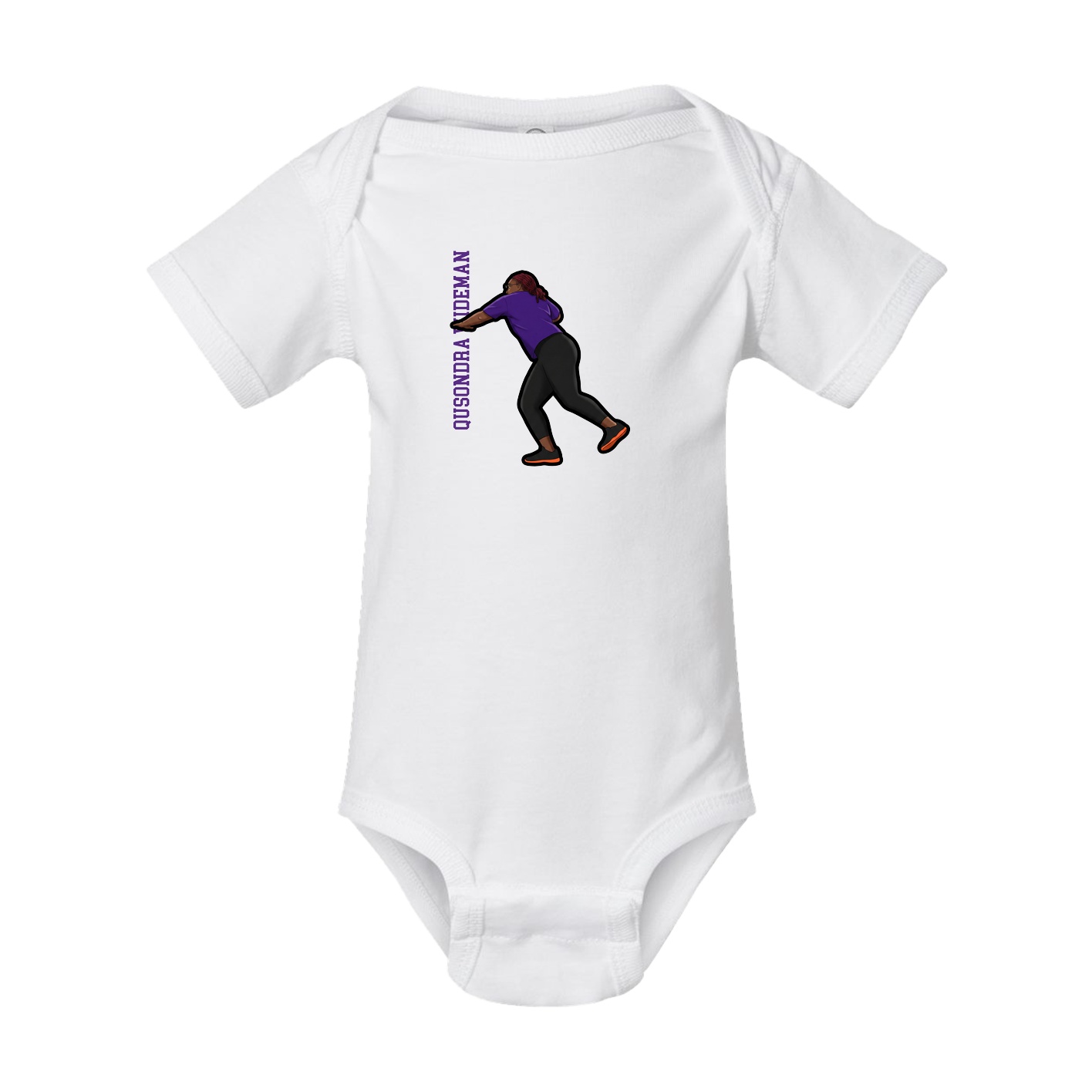 Baby Onesie — Name Vertical in White