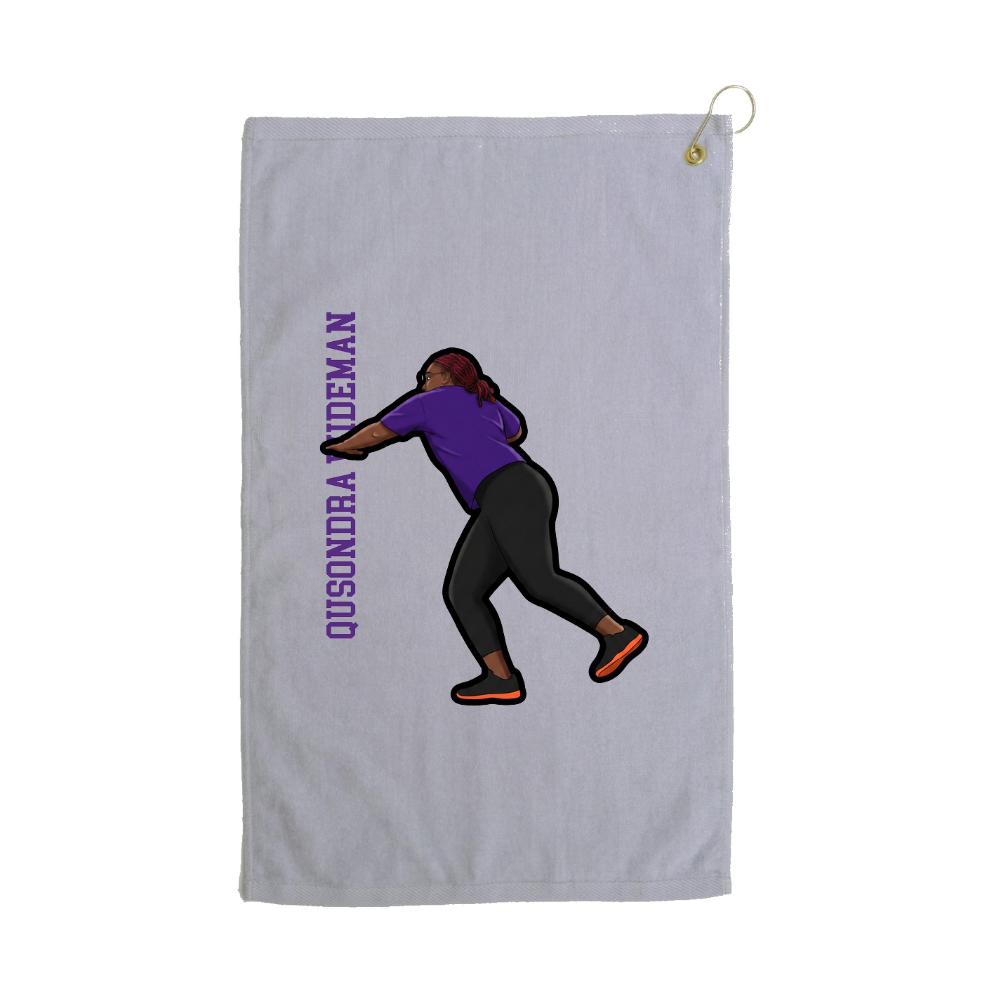 Golf Towel — Name Vertical in Grey