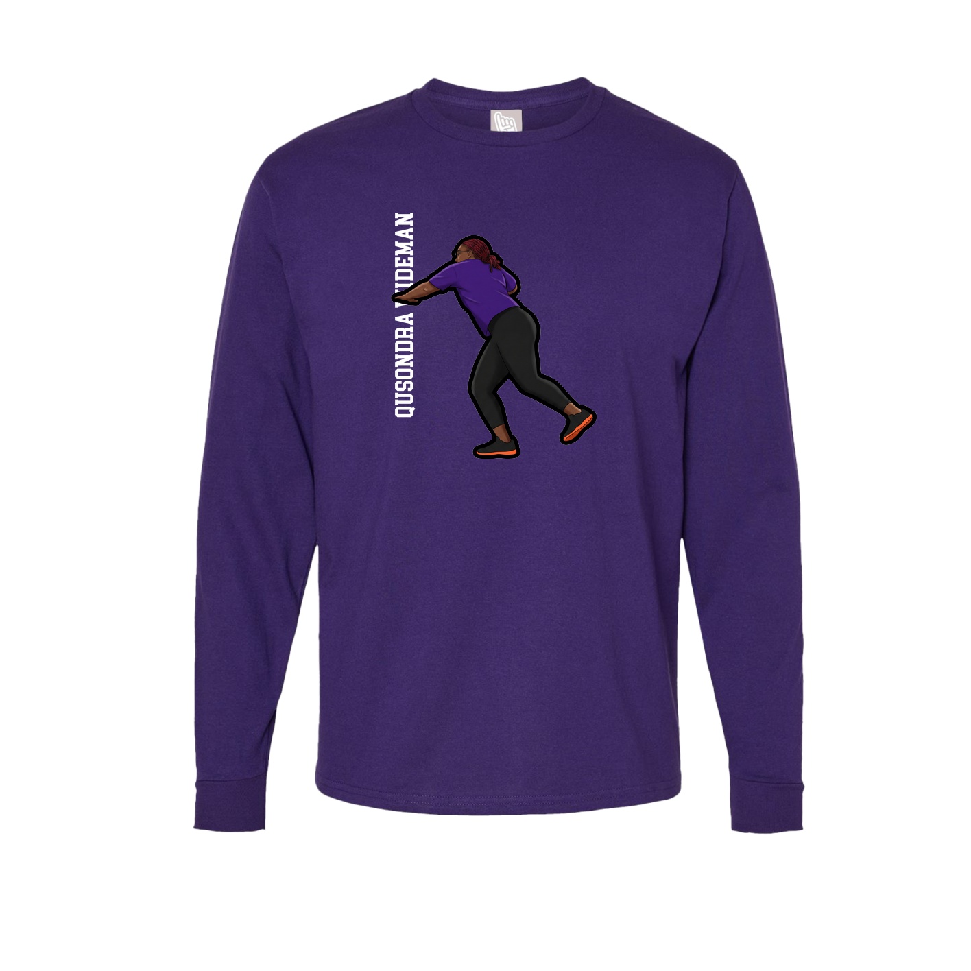 Long Sleeve Tee — Name Vertical in Purple