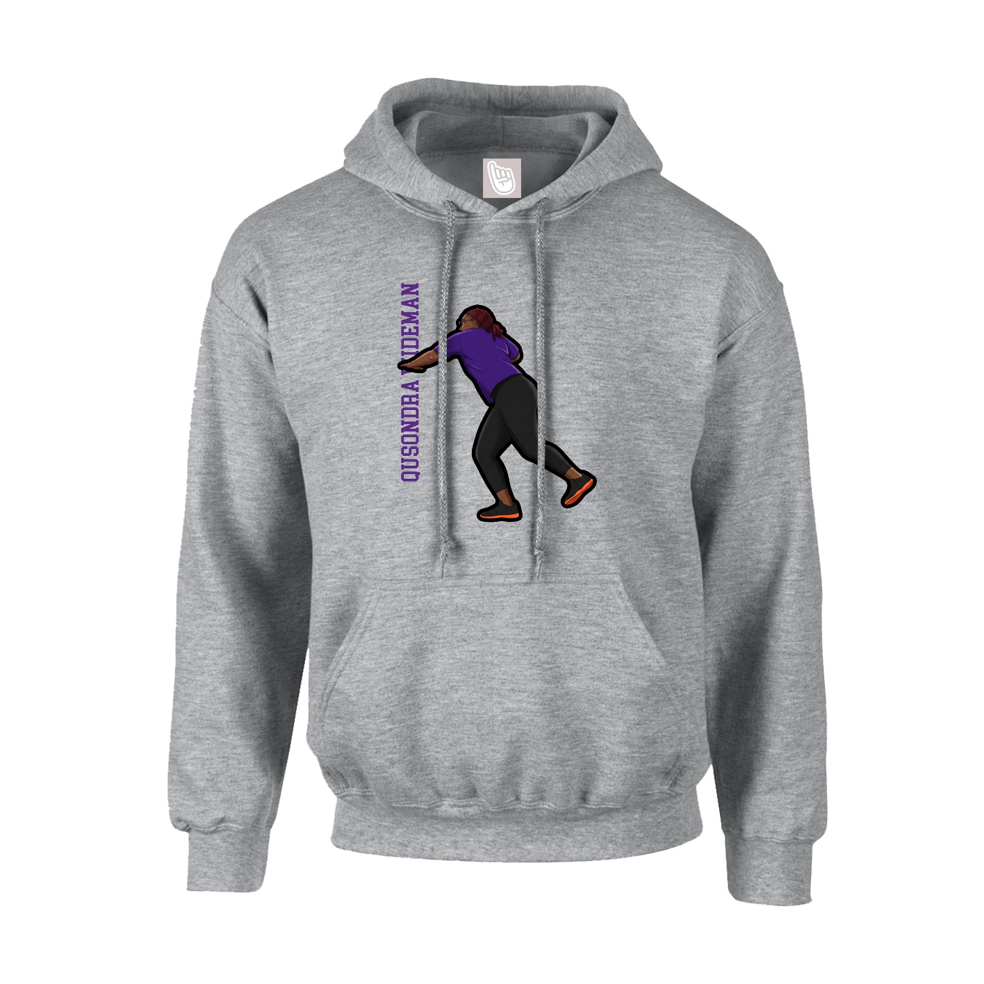 Hoodie — Name Vertical in Grey