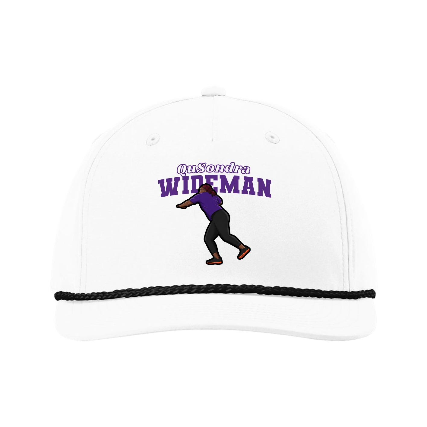 Five-Panel Classic Rope Cap — Name Arch in White