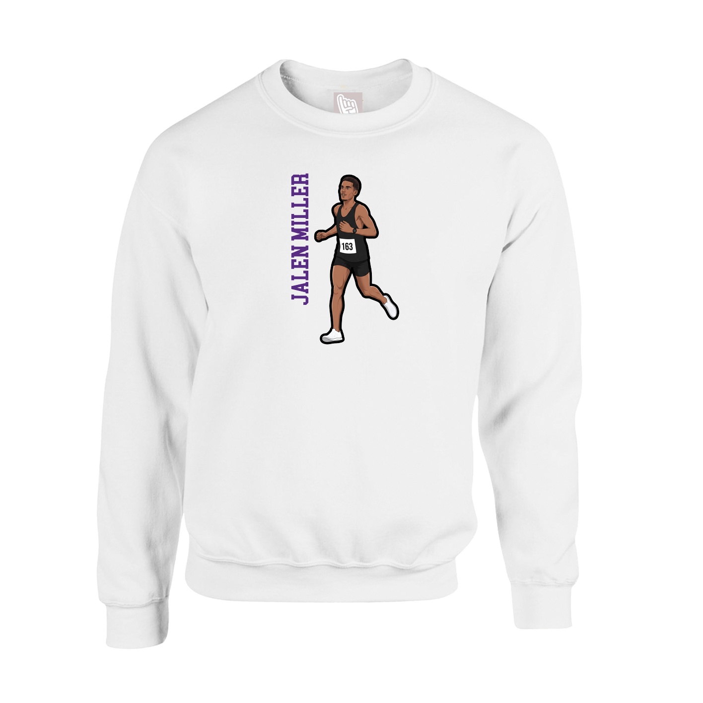 Fleece Crew — Name Vertical in White