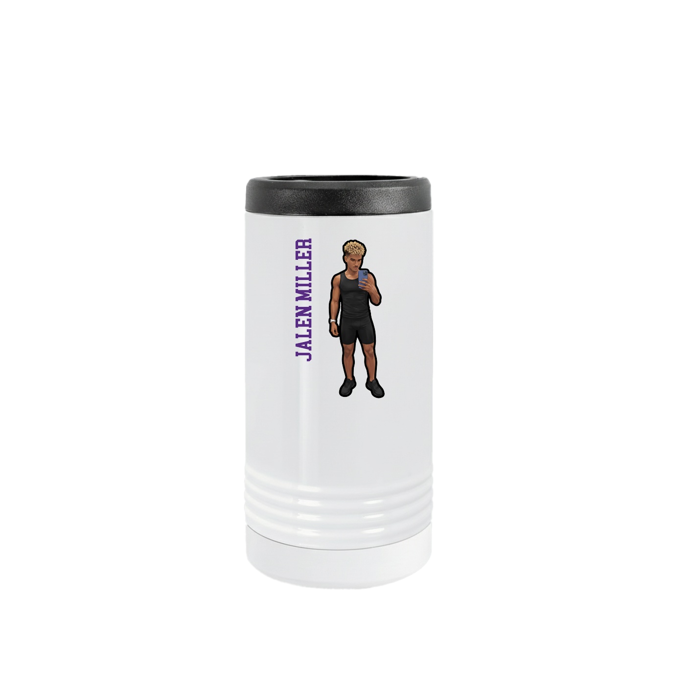 Slim Beverage Holder — Name Vertical in White