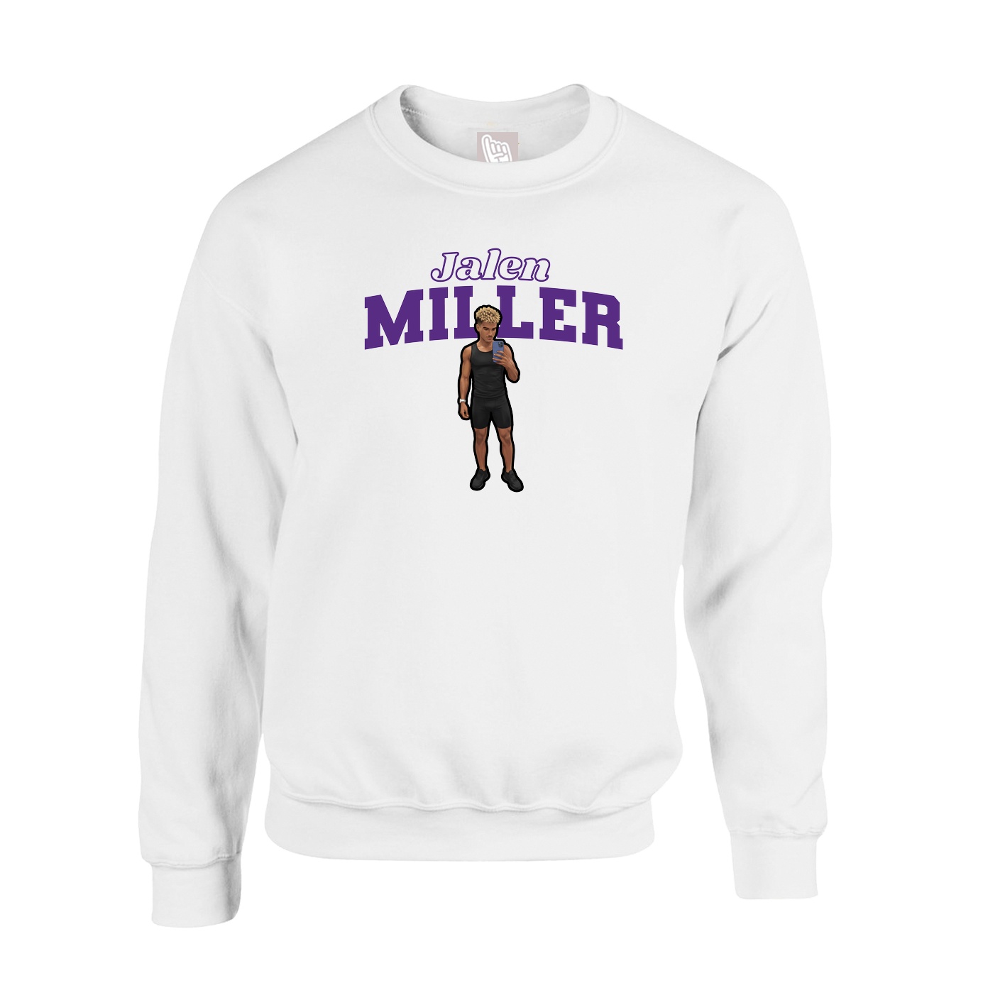 Fleece Crew — Name Arch in White
