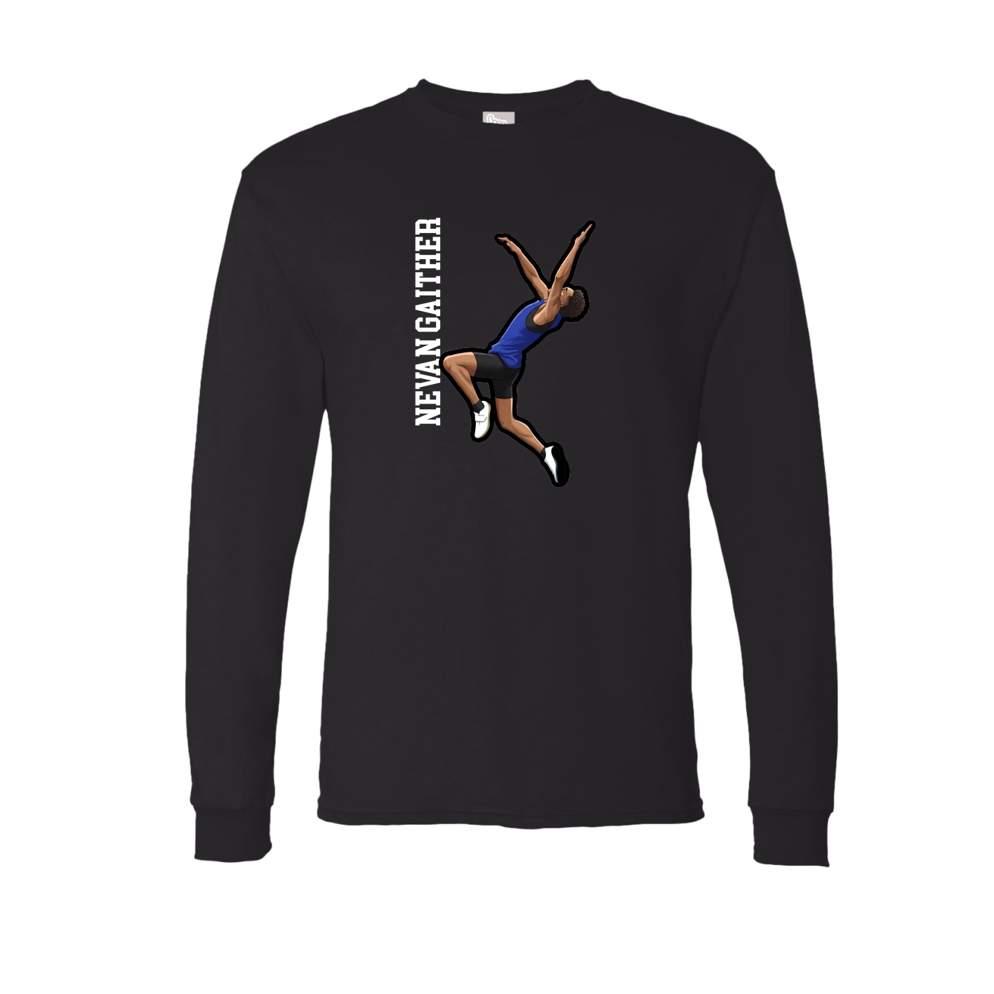 Long Sleeve Tee — Name Vertical in Black