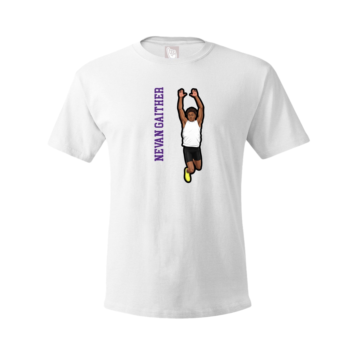 Youth Tee — Name Vertical in White