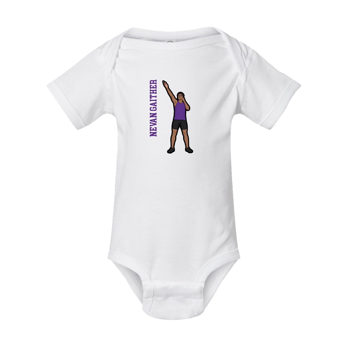 Baby Onesie — Name Vertical in White