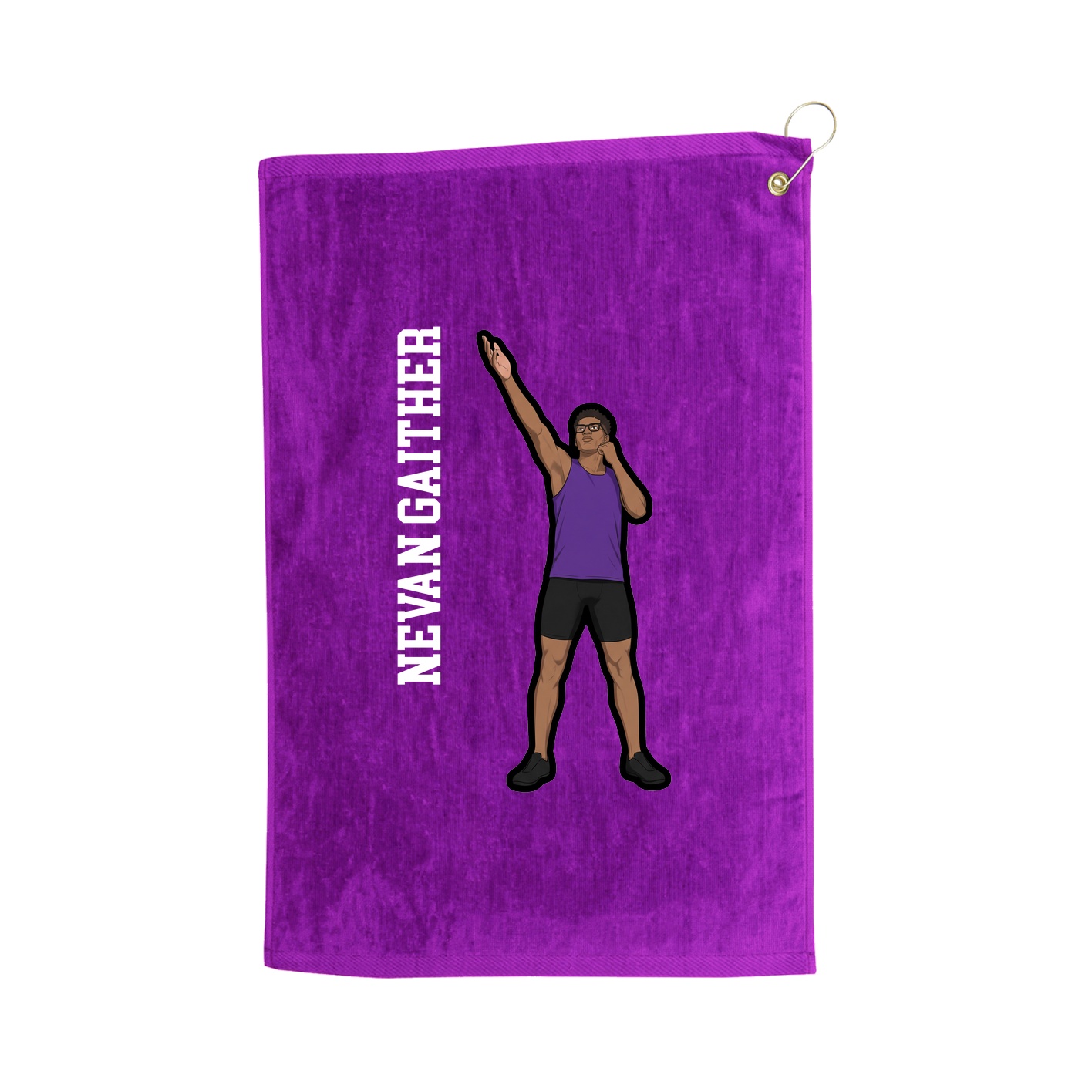 Golf Towel — Name Vertical in Purple