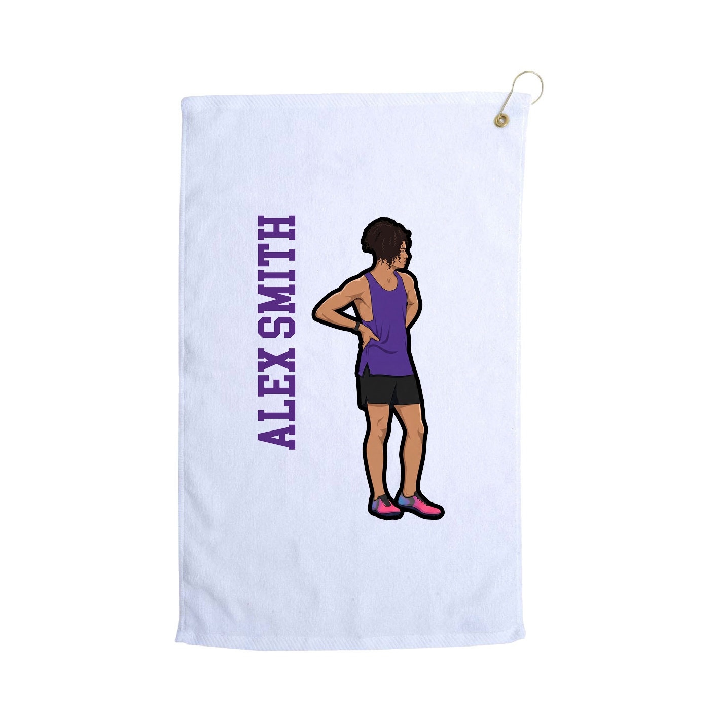 Golf Towel — Name Vertical in White