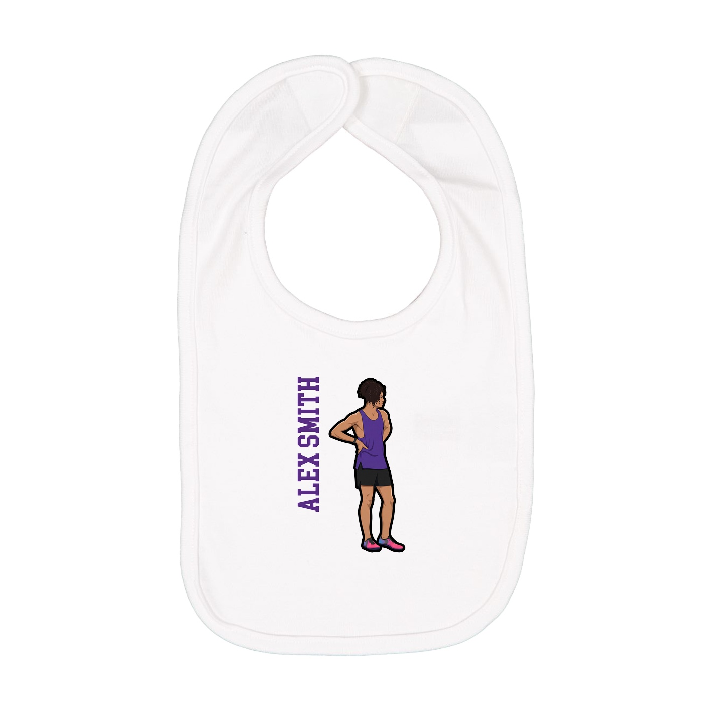 Infant Bib — Name Vertical in White