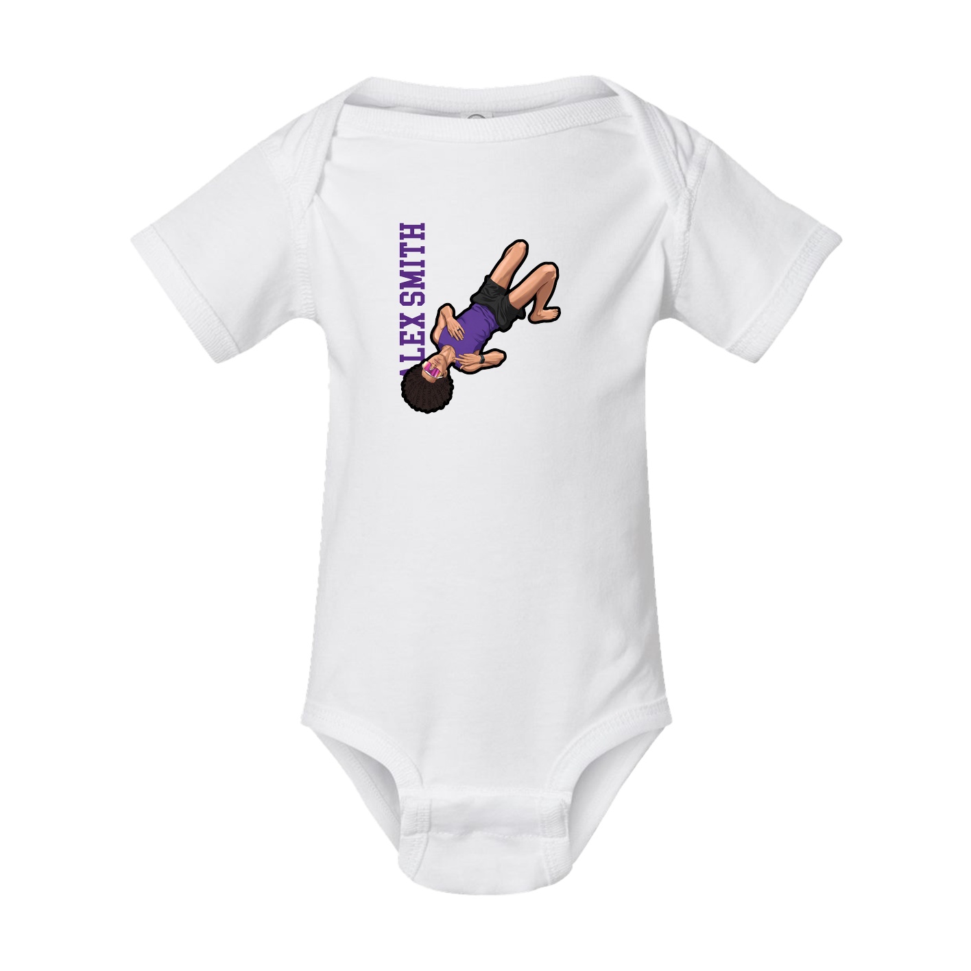 Baby Onesie — Name Vertical in White