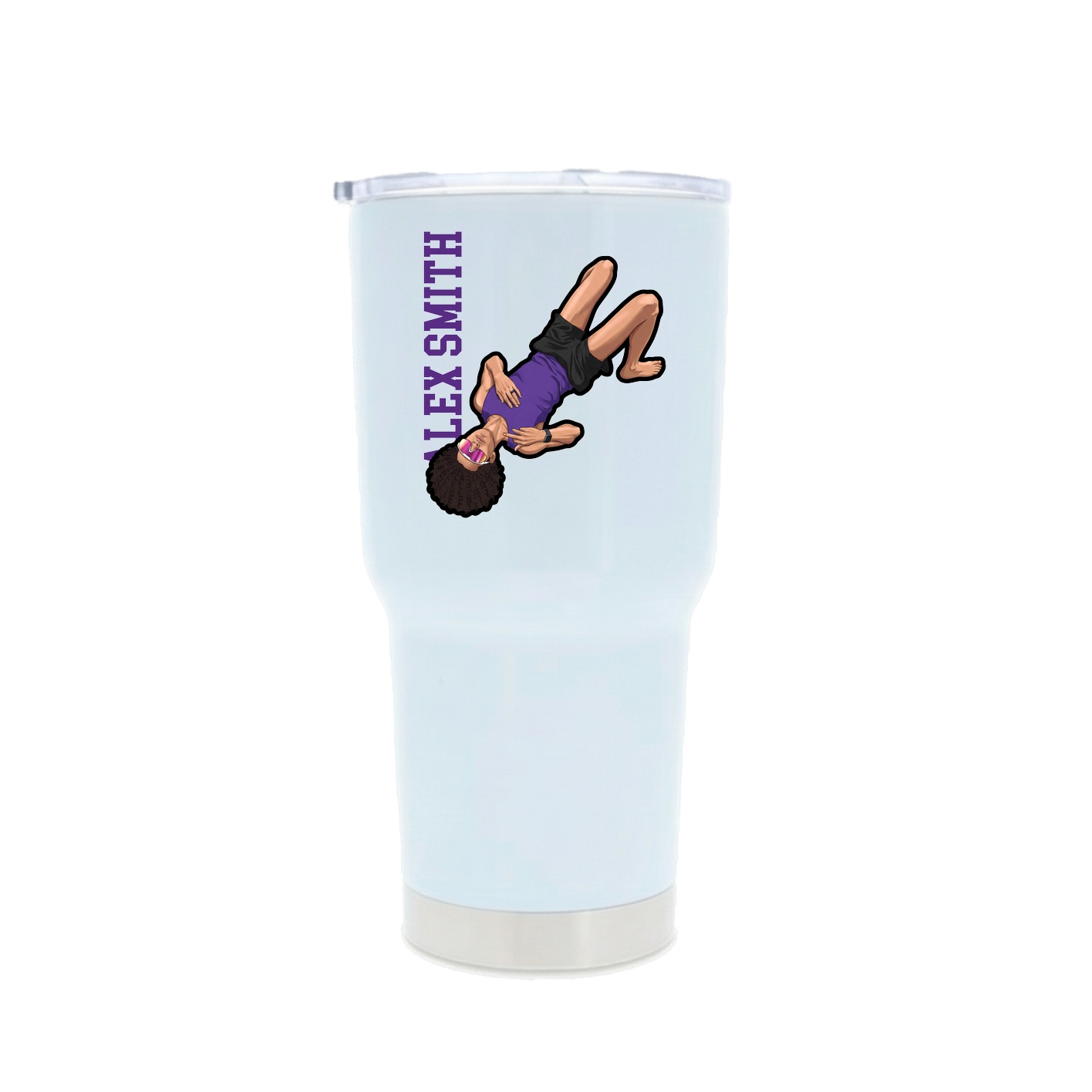 30oz Stainless Steel Tumbler — Name Vertical in White