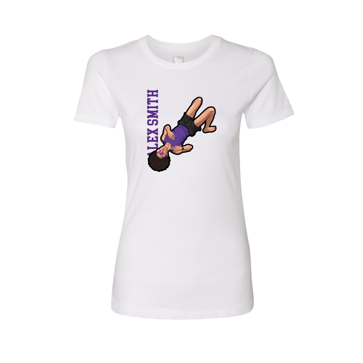 Womens Tee — Name Vertical in White