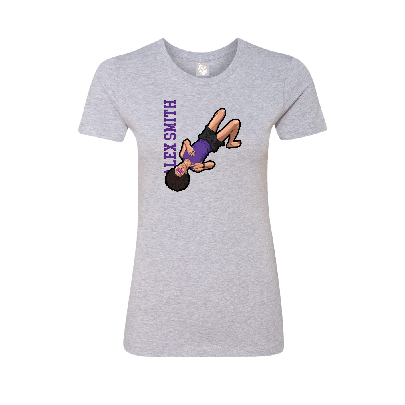 Fitted Women's Tee — Name Vertical in Grey