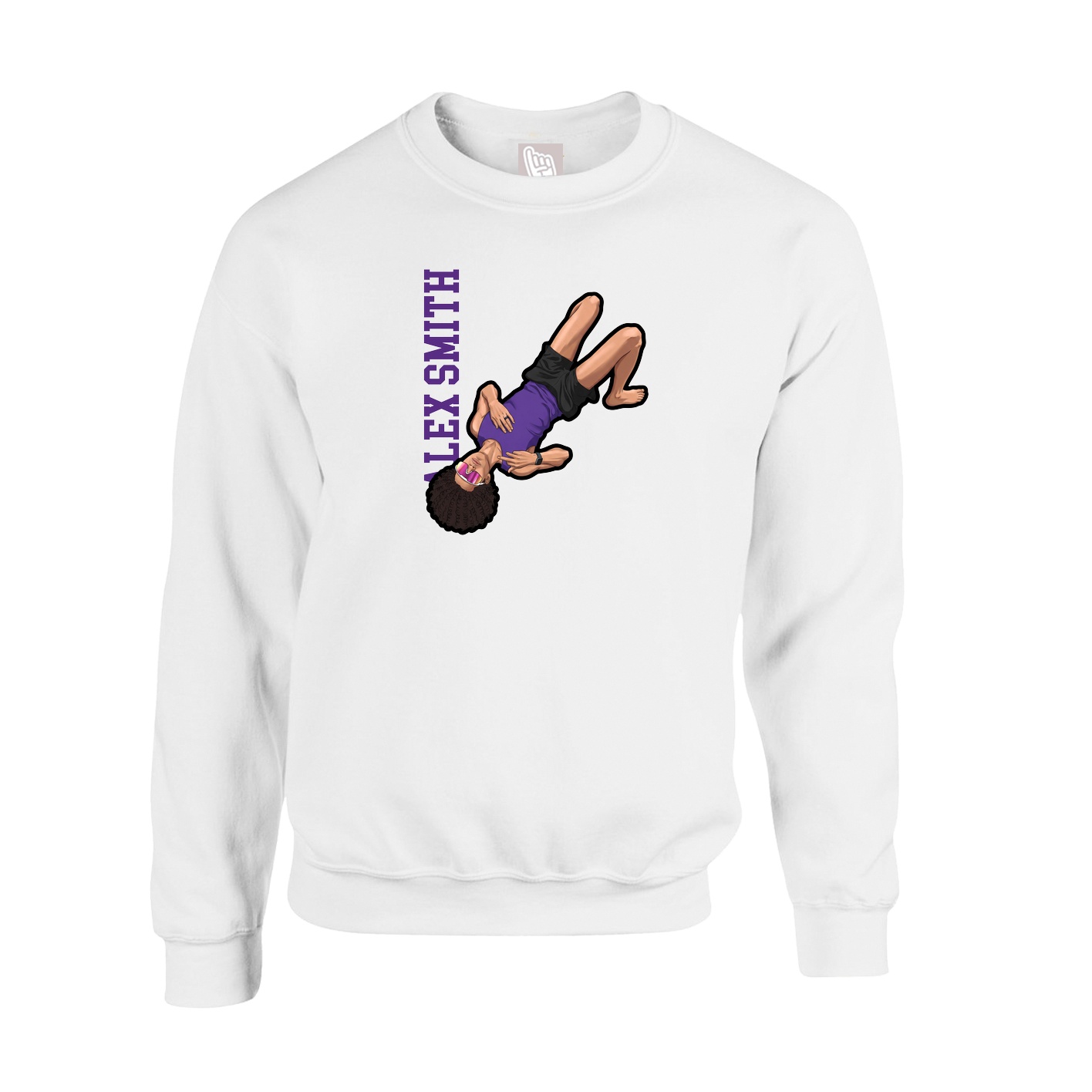Fleece Crew — Name Vertical in White
