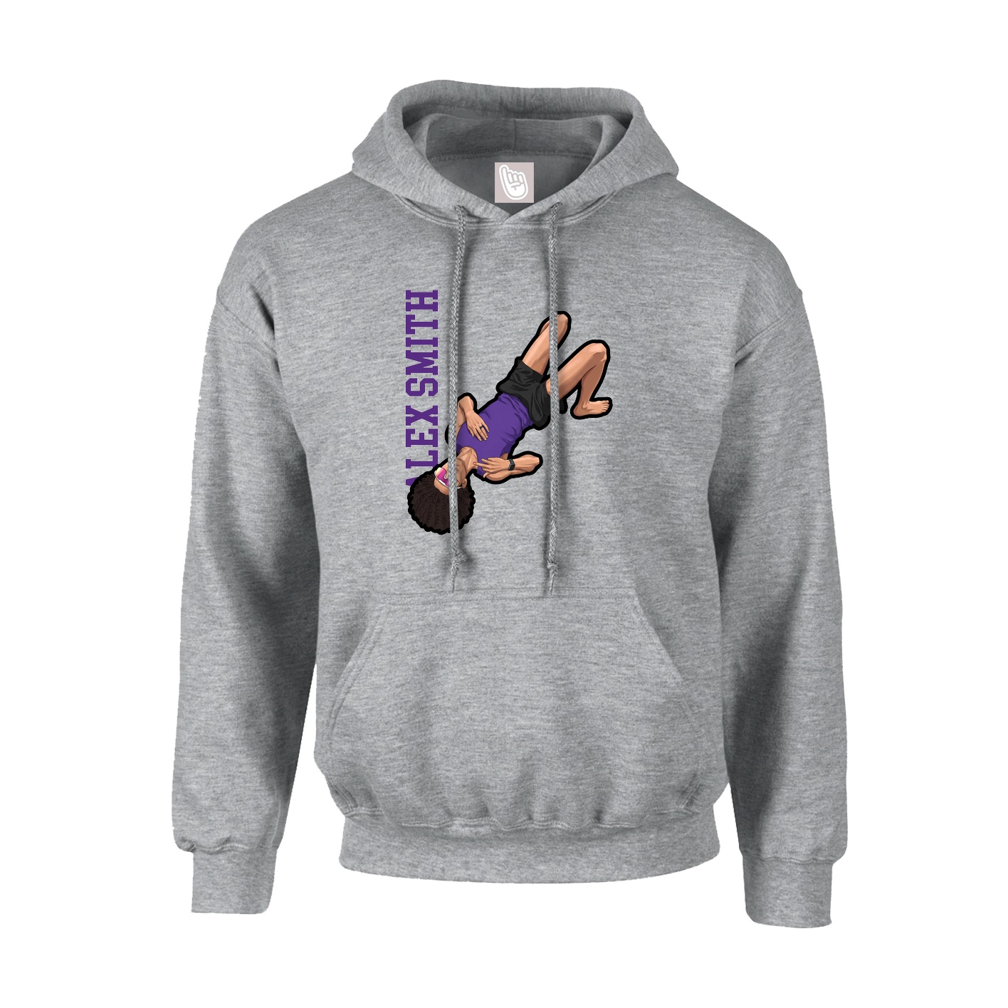 Youth Hoodie — Name Vertical in Grey