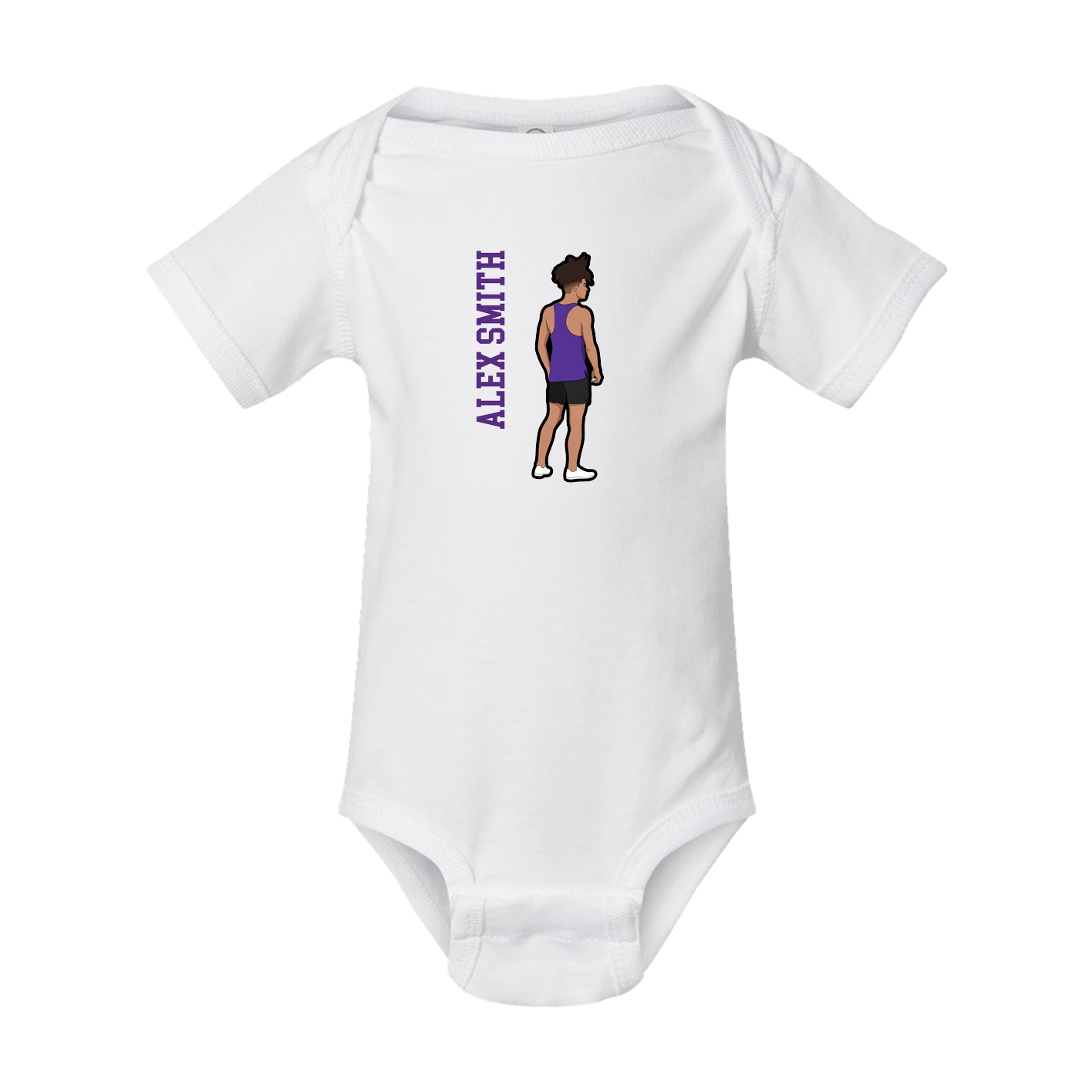 Baby Onesie — Name Vertical in White