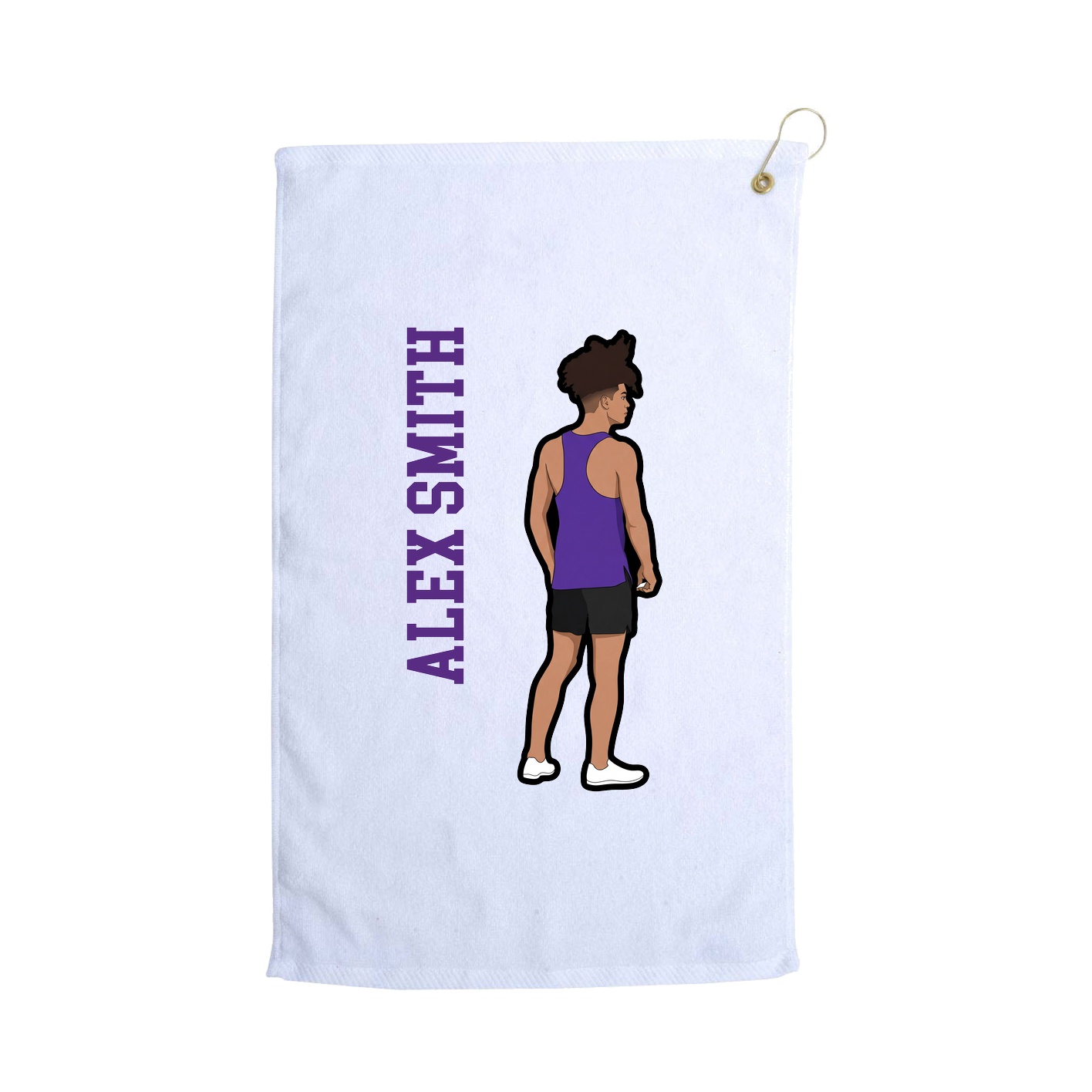 Golf Towel — Name Vertical in White