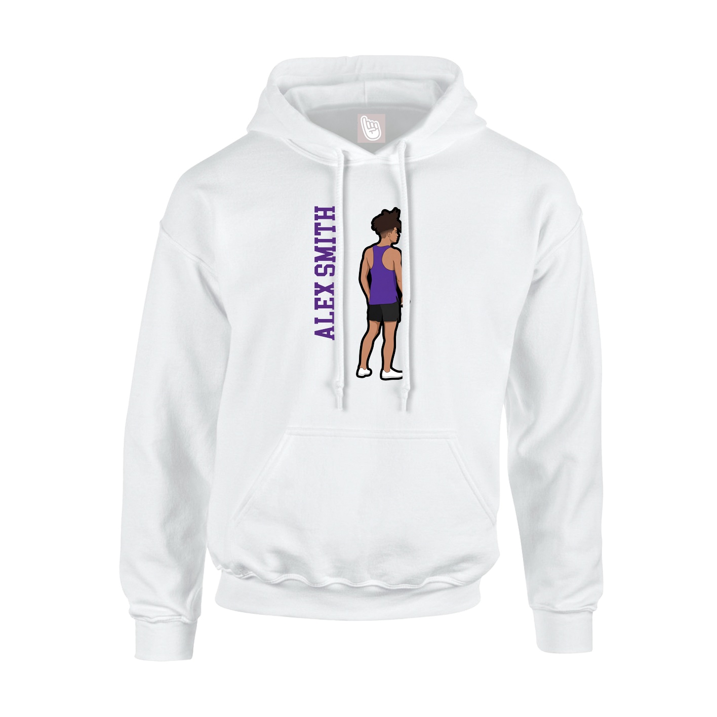 Youth Hoodie — Name Vertical in White